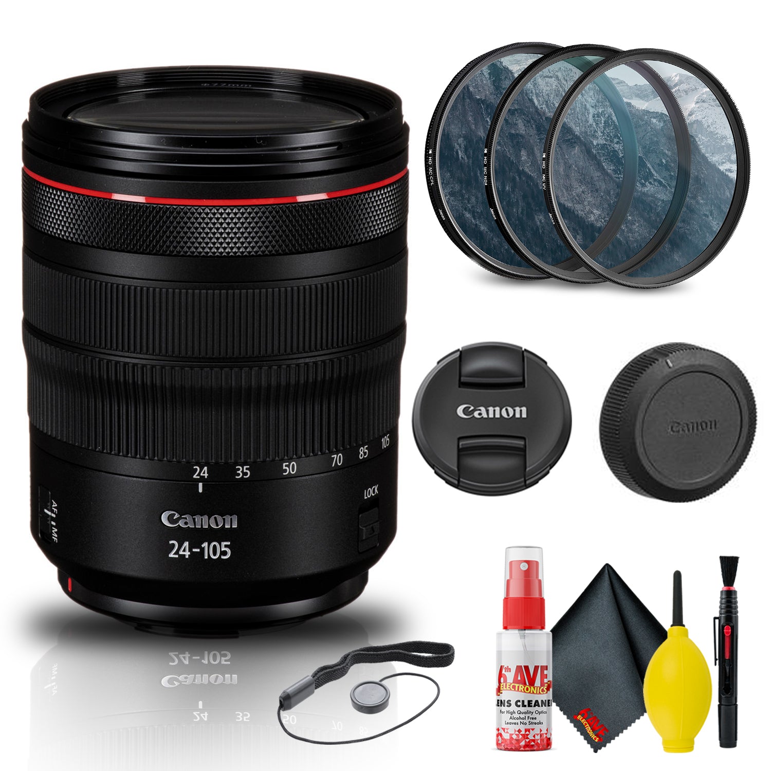 Canon RF 24-105mm f/4L IS USM Lens (2963C002) + Filter Kit + Cap Keeper Base Bundle