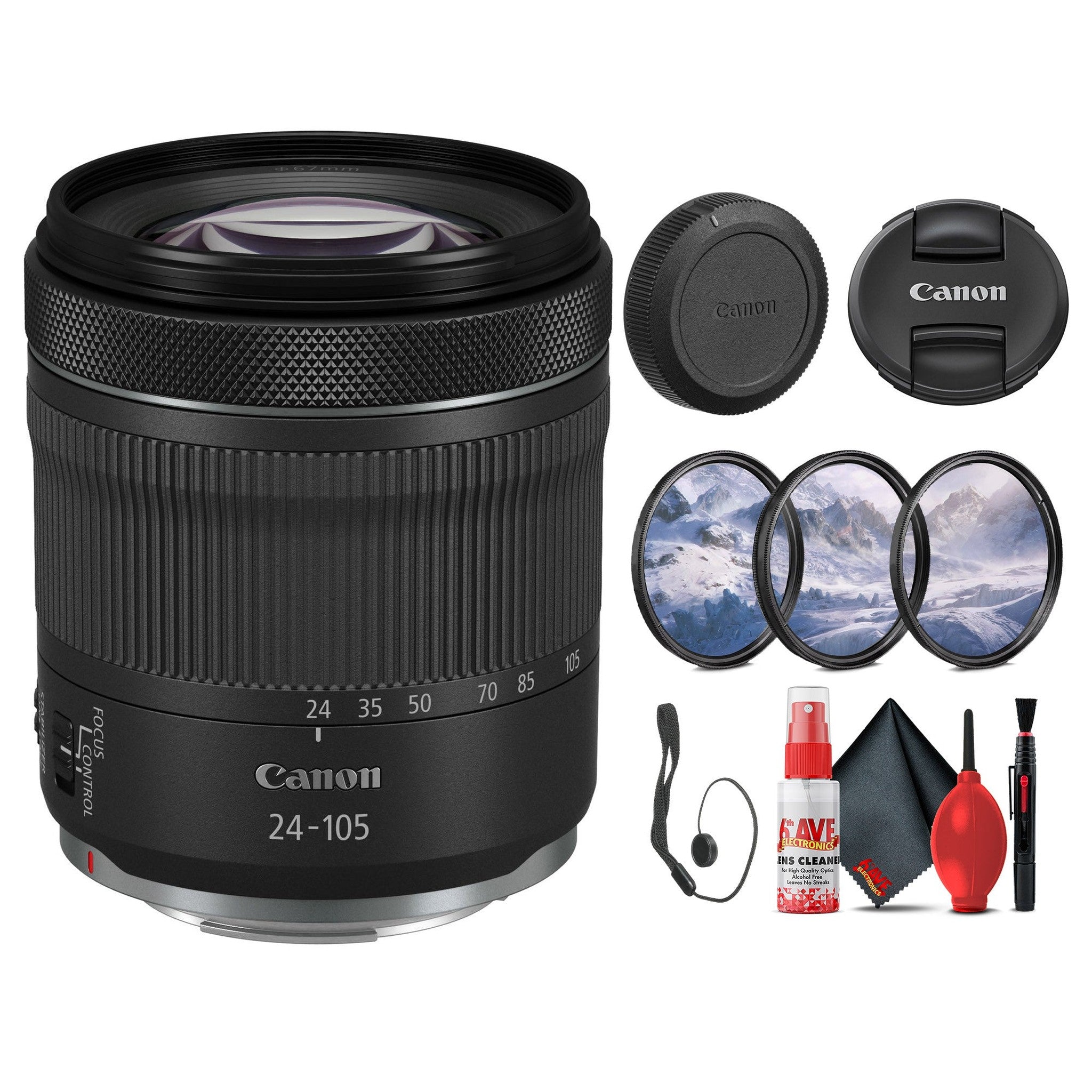 Canon RF 24-105mm f/4-7.1 IS STM Lens 4111C002 + Filter Kit + Cap Keeper - Bundle Canon