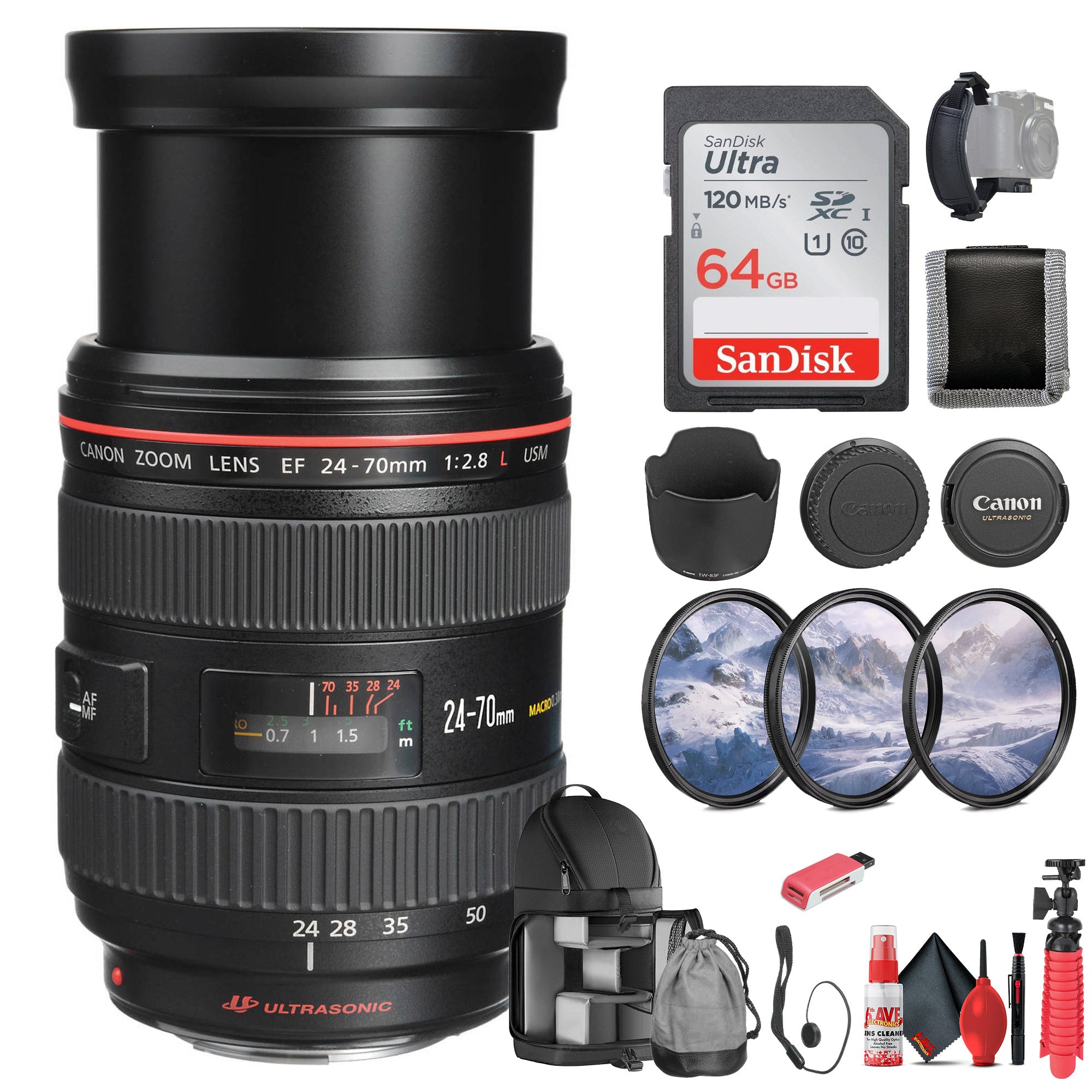 Canon EF 24-70mm f/2.8L USM Standard Zoom Lens for Canon SLR Cameras - Bundle
