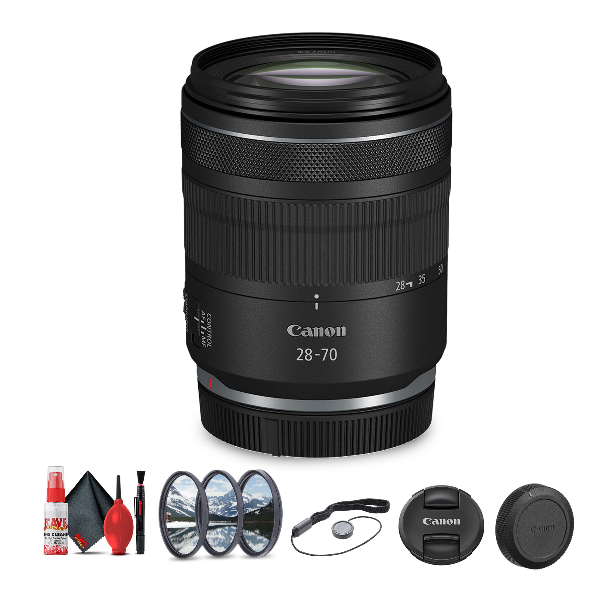 Canon RF 28-70mm f/2.8 IS STM Lens (Canon RF) + Lens Filter Kit + Cleaning Kit + More