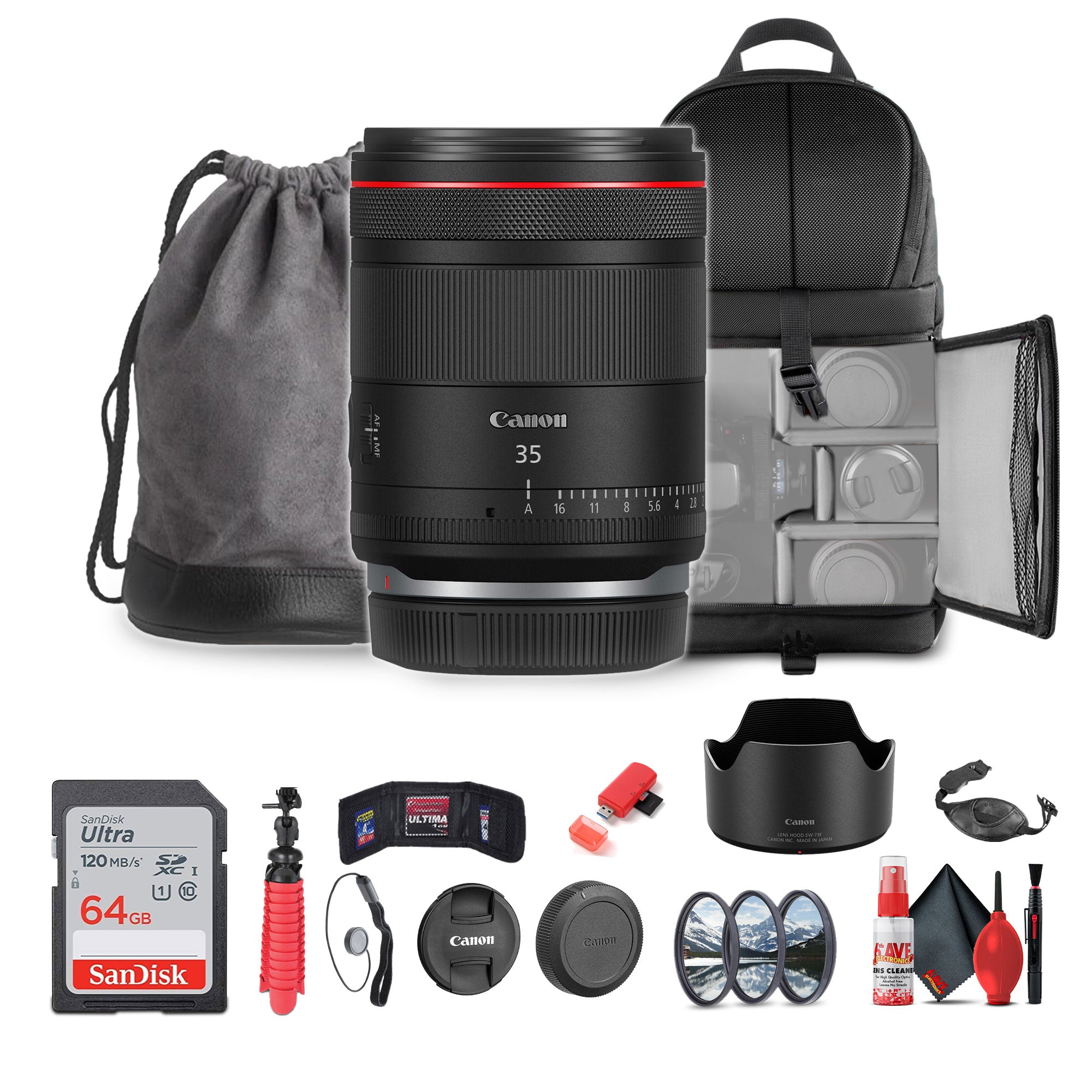 Canon RF 35mm f/1.4 L VCM Lens Canon RF 6710C002 + 64GB Memory Card + Filter Ki