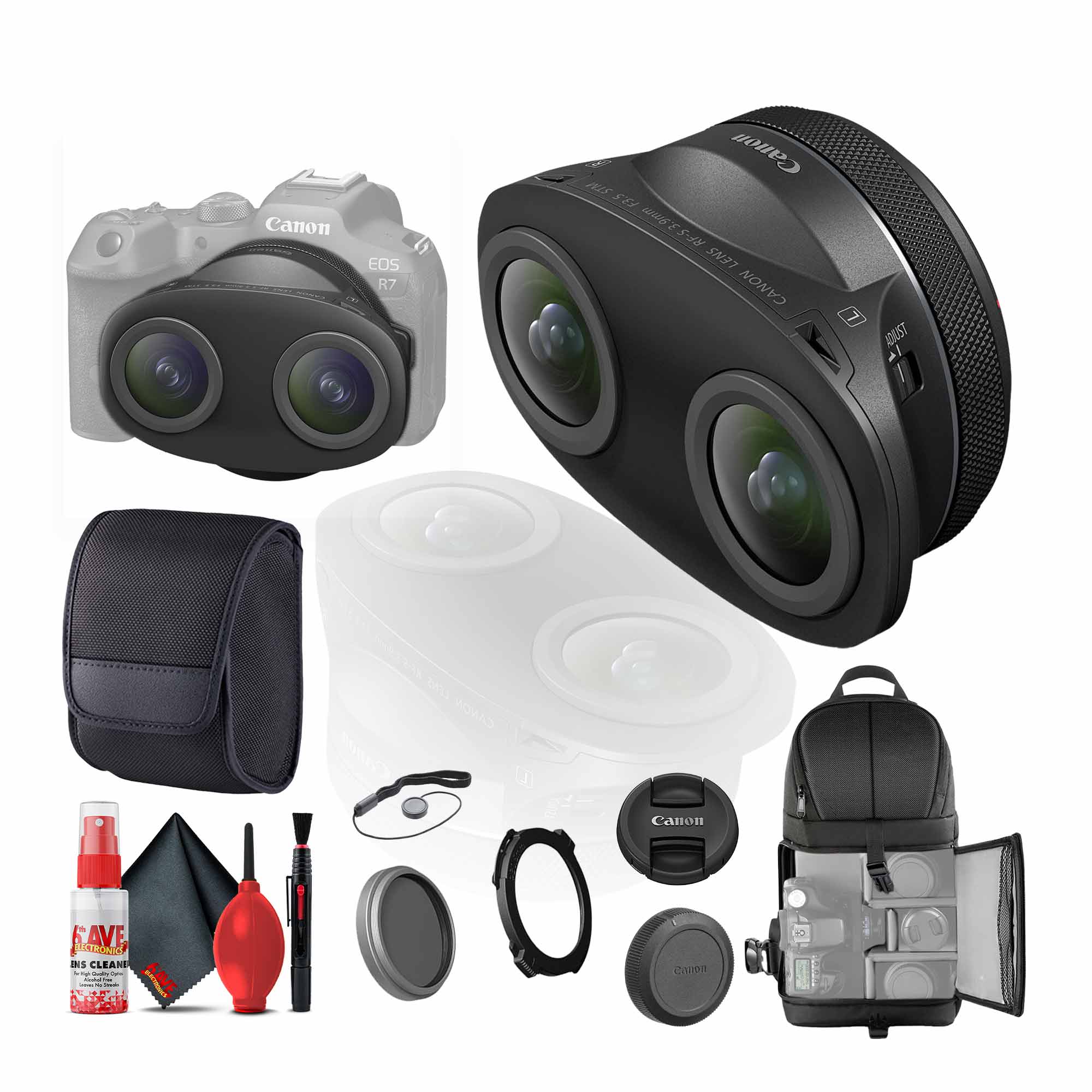 Canon RF-S 3.9mm f/3.5 STM Dual Fisheye Lens Canon RF 6578C002 + More