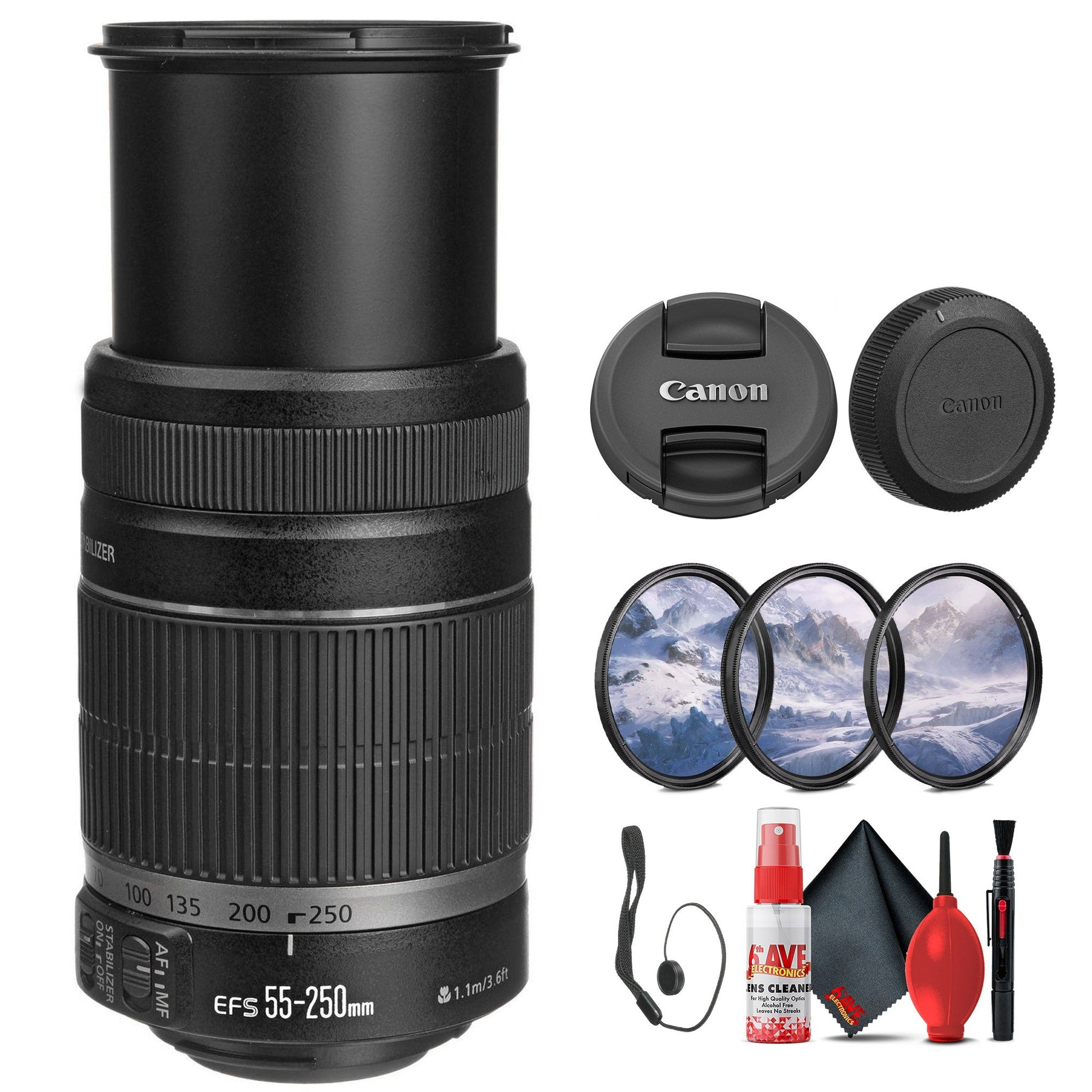 Canon EF-S 55-250mm f/4-5.6 IS II Lens 5123B006 + Filter Kit + Cap Keeper - Bundle - Canon