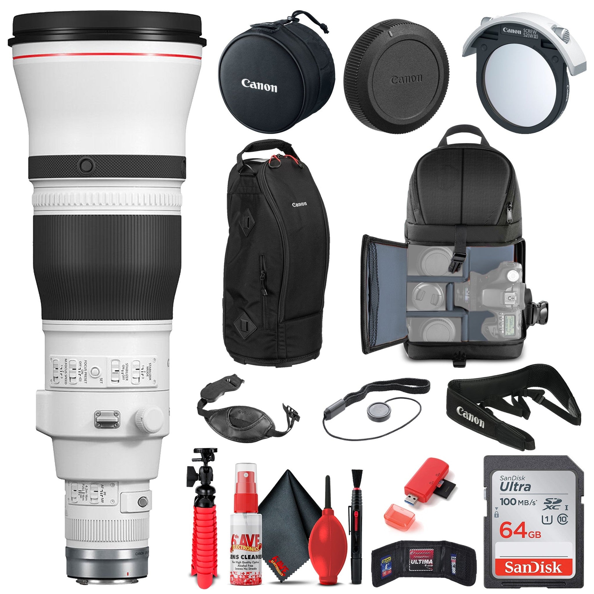 Canon RF 600mm f/4L IS USM Lens 5054C002 + BackPack + 64GB Card + More - Reconditioned Canon