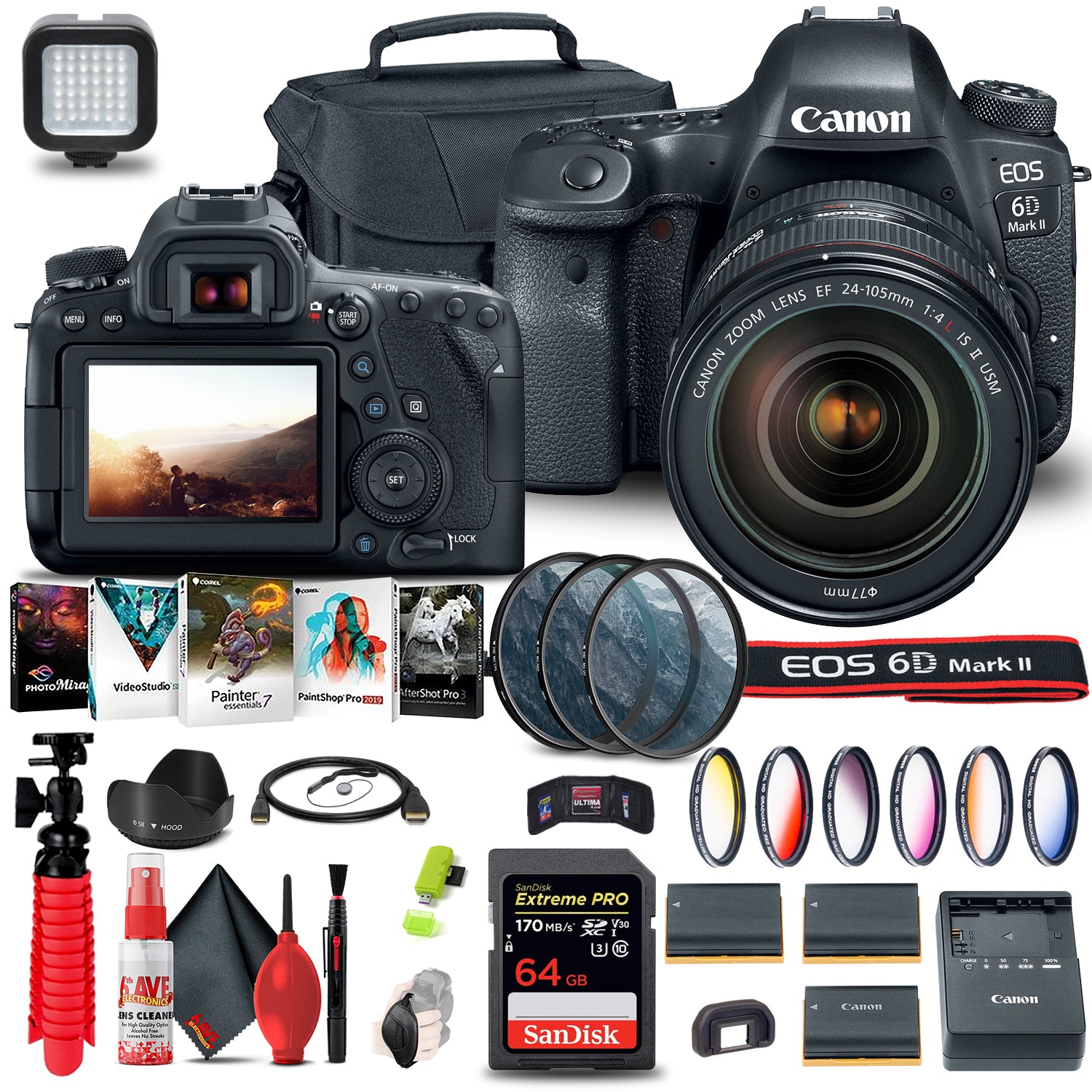 Canon EOS 6D Mark II Camera with 24-105mm f/4L II Lens (1897C009) Extreme Mountain Bundle