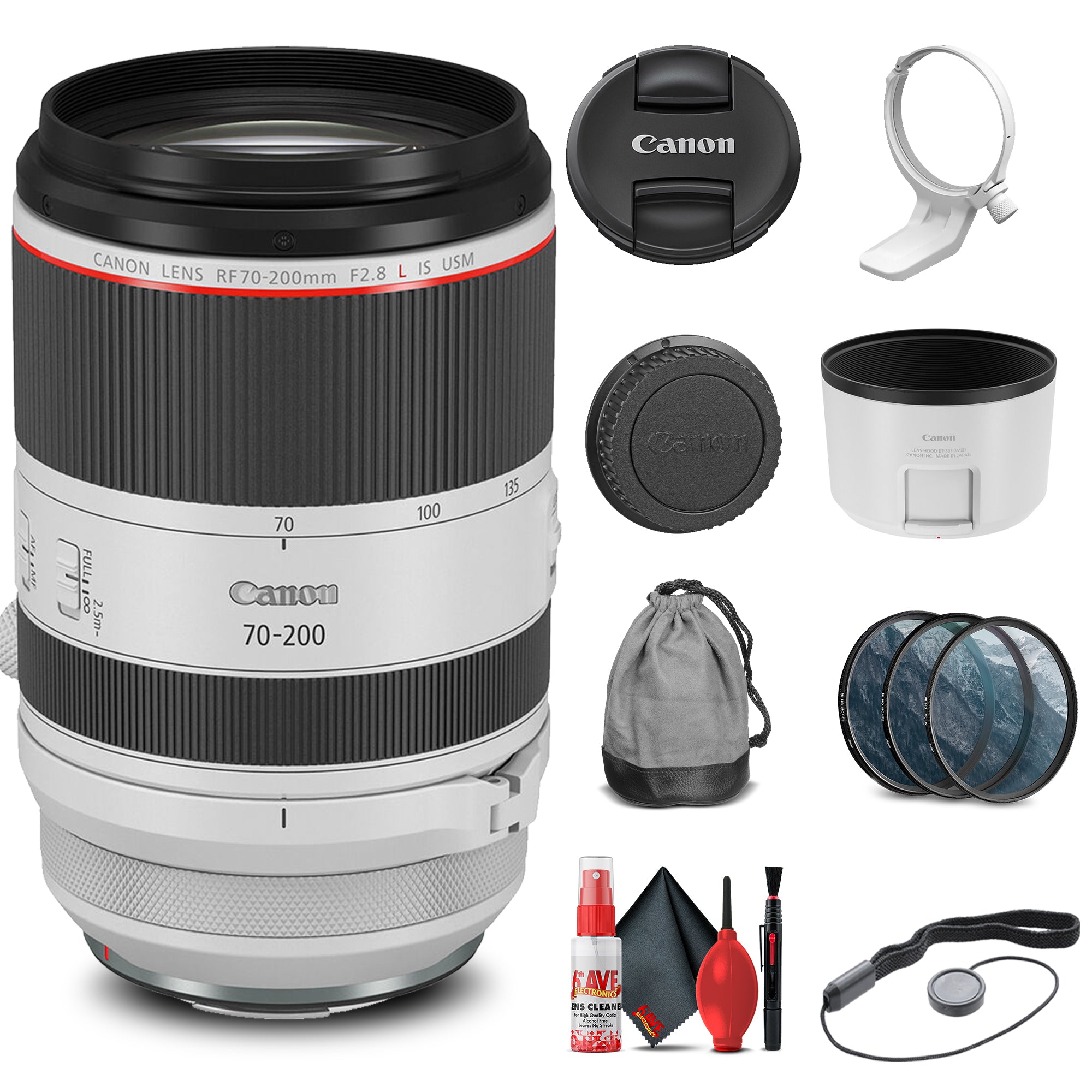 Canon RF 70-200mm f/2.8L IS USM Lens (3792C002) + Filter Kit + Cap Keeper + More