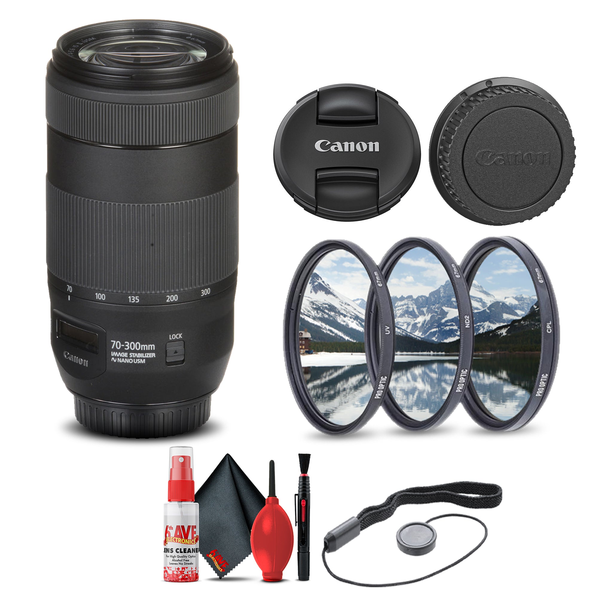 Canon EF 70-300mm f/4-5.6 IS II USM Lens (0571C002) + Filter + Cap Keep Base Bundle