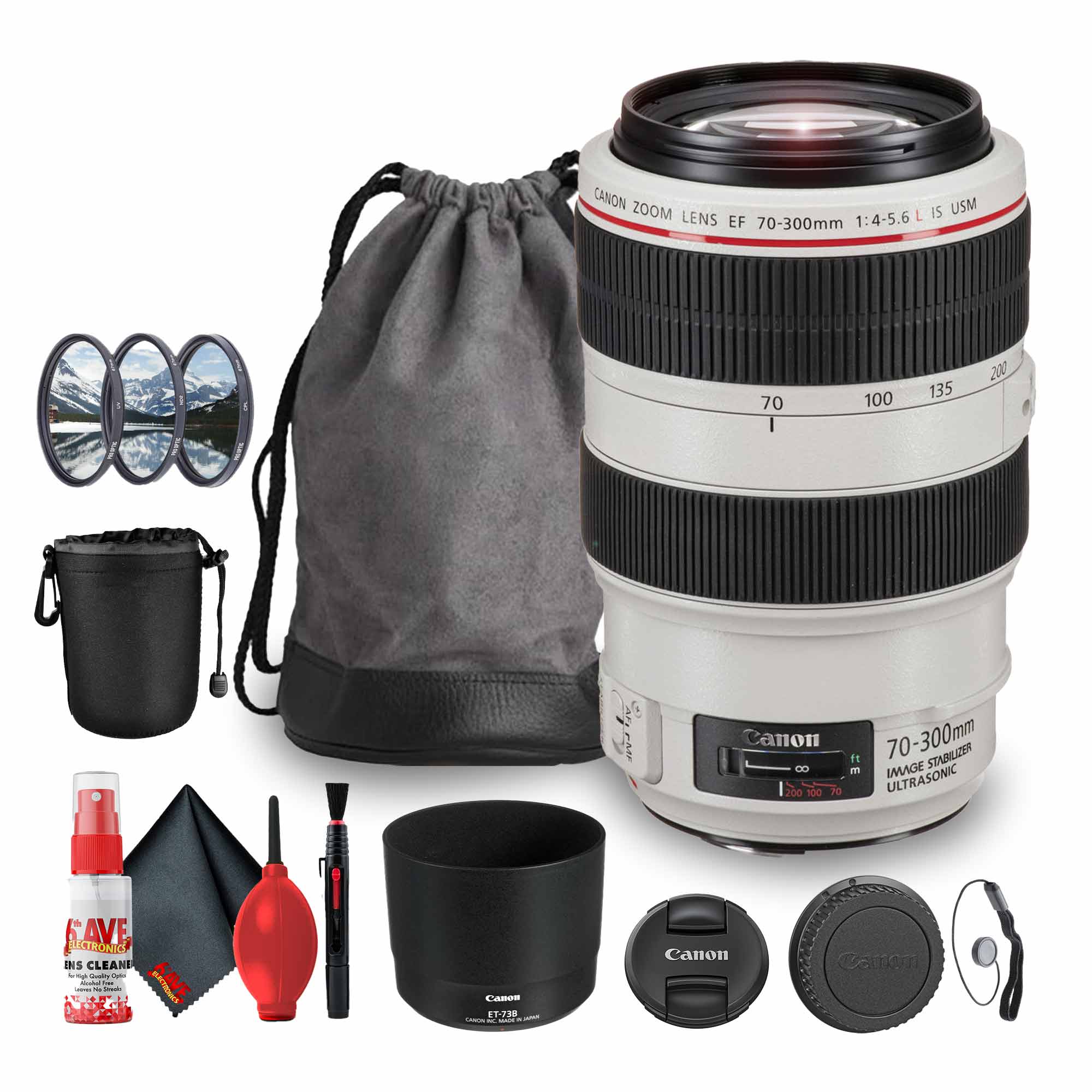 Canon EF 70-300mm f/4-5.6L IS USM Telephoto Zoom Lens (4426B008AA) Bundle