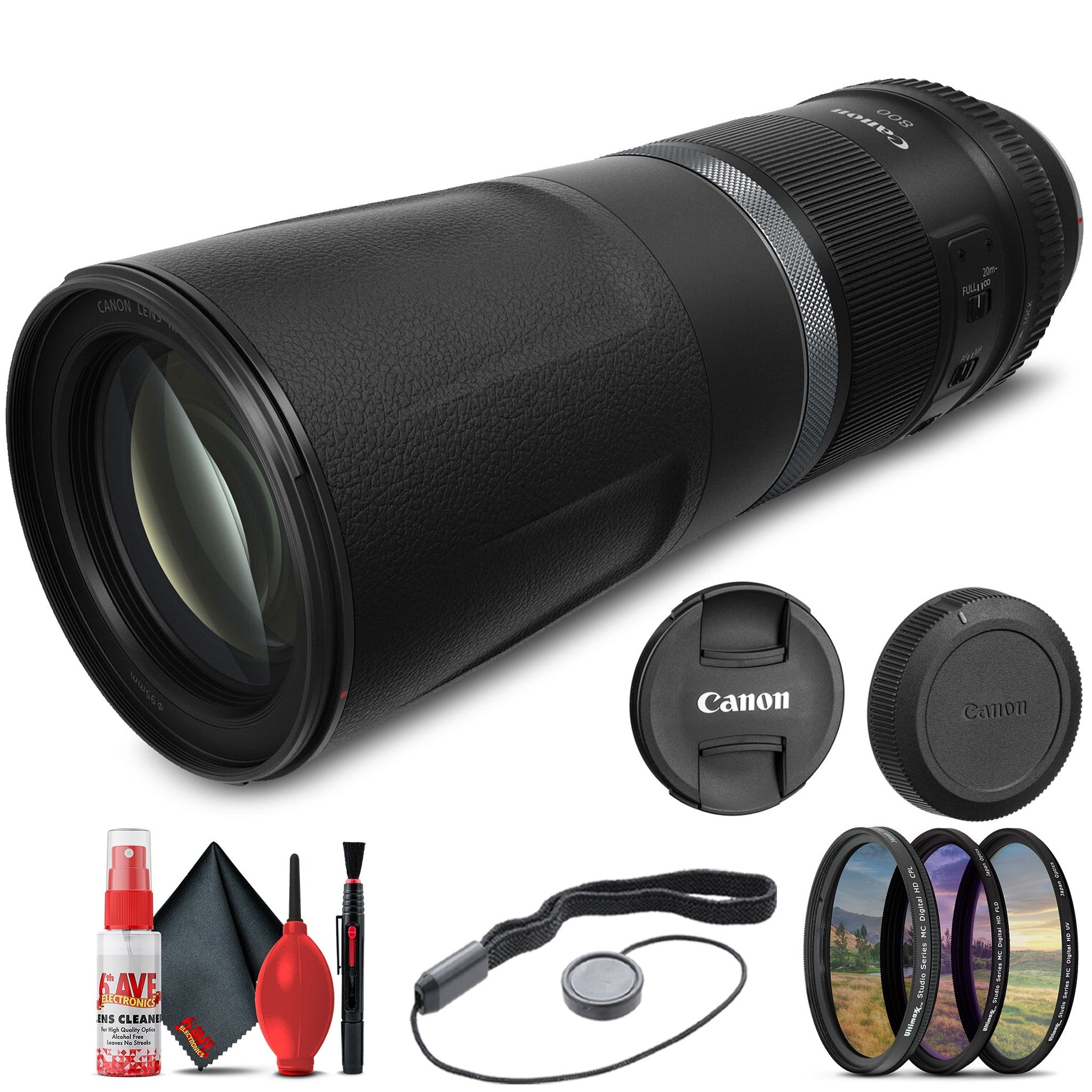 Canon RF 800mm f/11 IS STM Lens 3987C002 + UV Filter + Cap Keeper + More - Reconditioned Canon