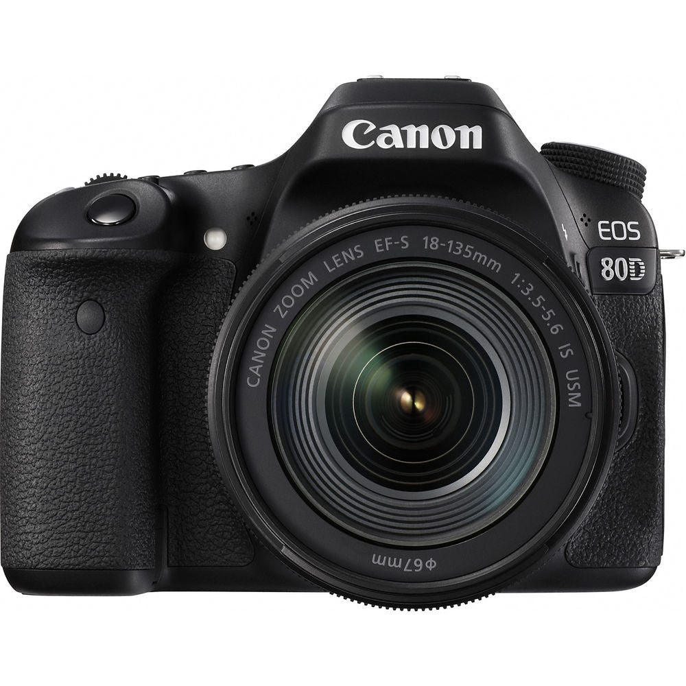 Canon EOS 80D DSLR Camera with 18-135mm Lens (1263C006) W/Bag, Extra Battery, LED Light, Mic, Filters and More - Advance