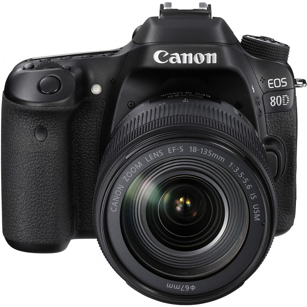 Canon EOS 80D DSLR Camera with 18-135mm Lens (1263C006) W/Bag, Extra Battery, LED Light, Mic, Filters and More - Advance