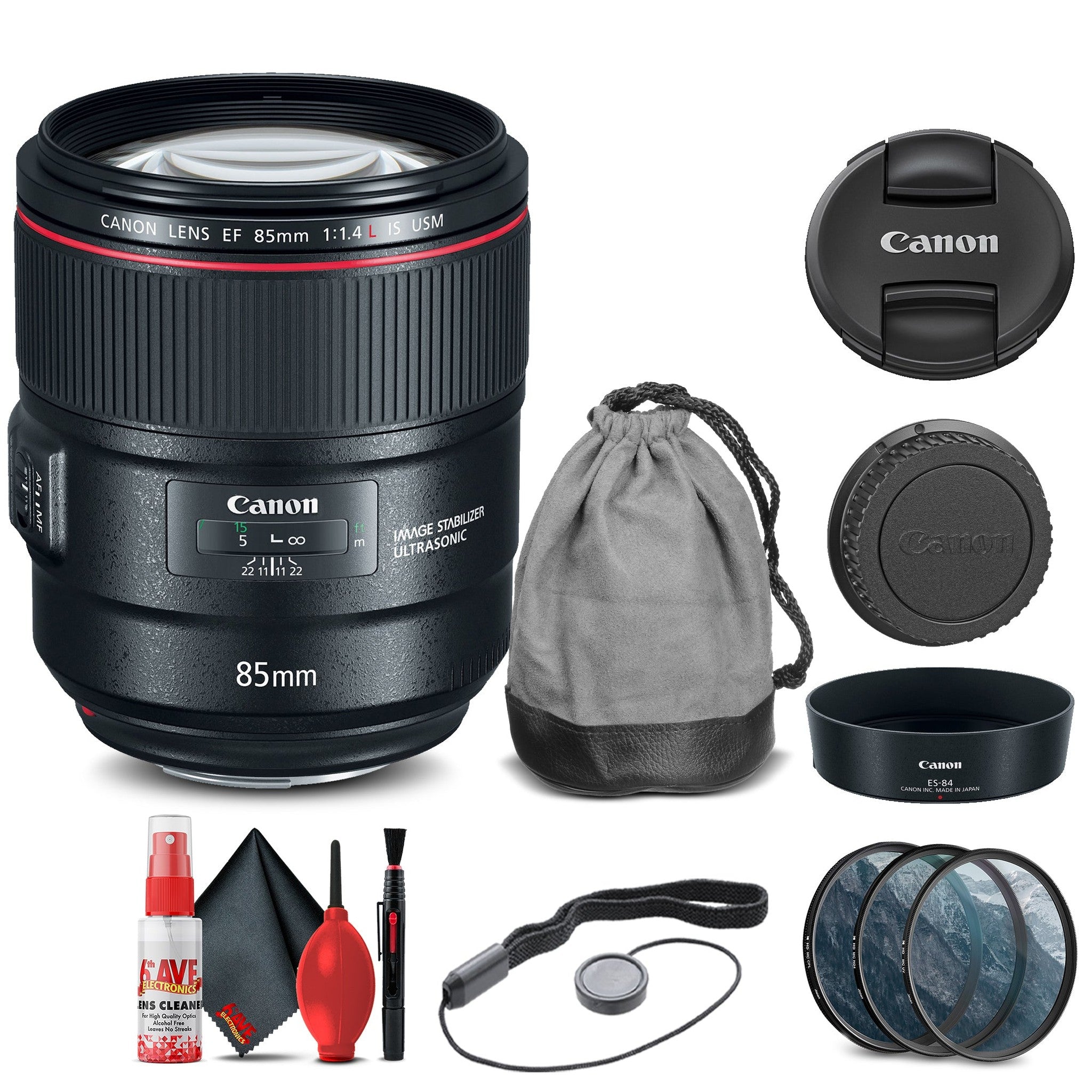 Canon EF 85mm f/1.4L IS USM Lens 2271C002 + Filter Kit + Cap Keeper + More - Reconditioned Canon