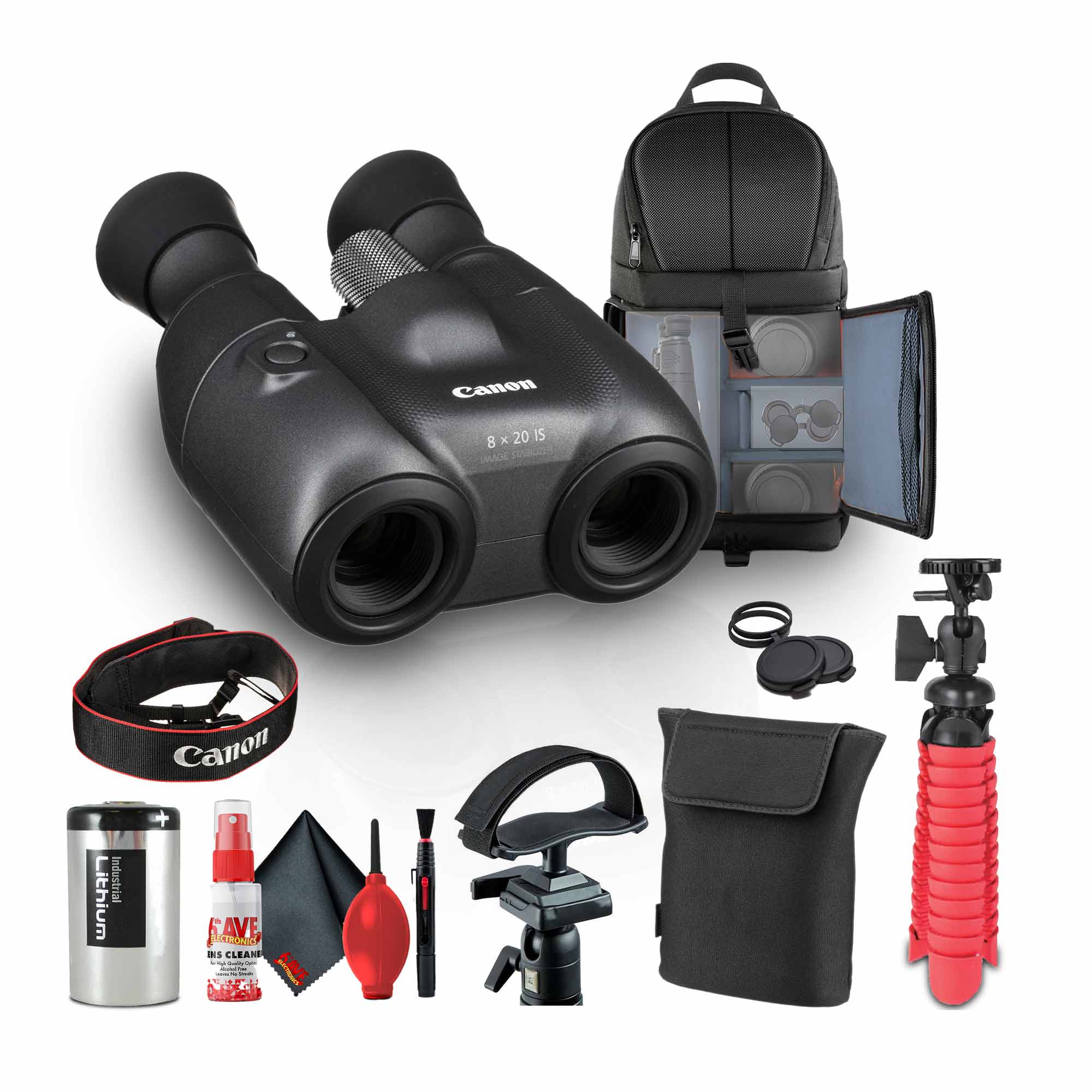 Canon 8x20 IS Image Stabilized Binoculars (3639C002) + Tripod Adapter + More Bundle