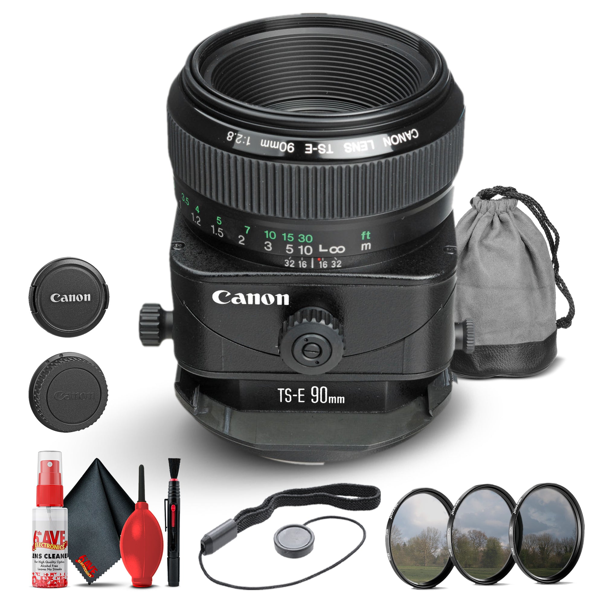 Canon TS-E 90mm f/2.8 Tilt-Shift Lens (2544A003) + Filter + Cap Keeper Base Bundle