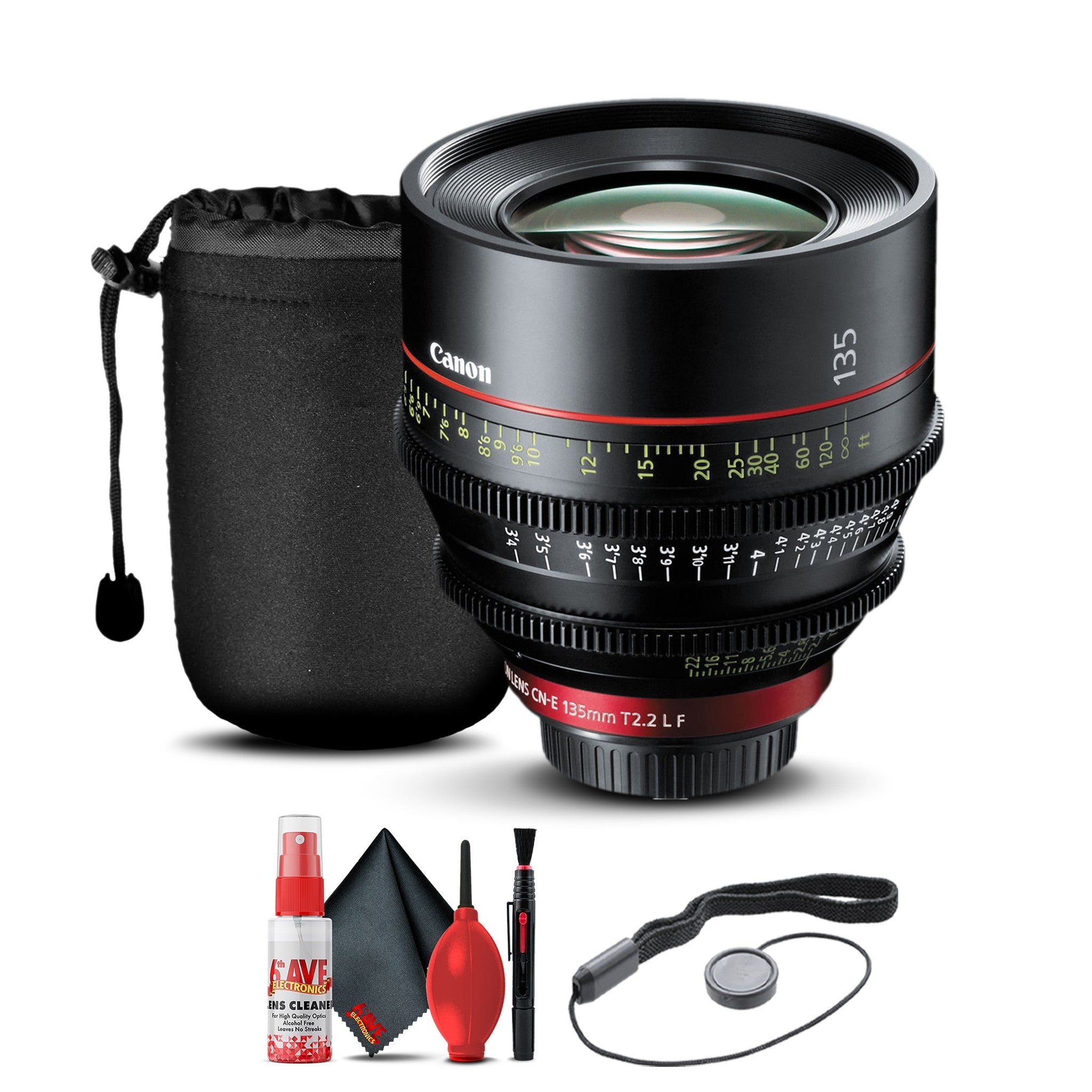 Canon CN-E 135mm T2.2 L F Cinema Prime Lens (EF Mount) (8326B001) + Lens Pouch Bundle