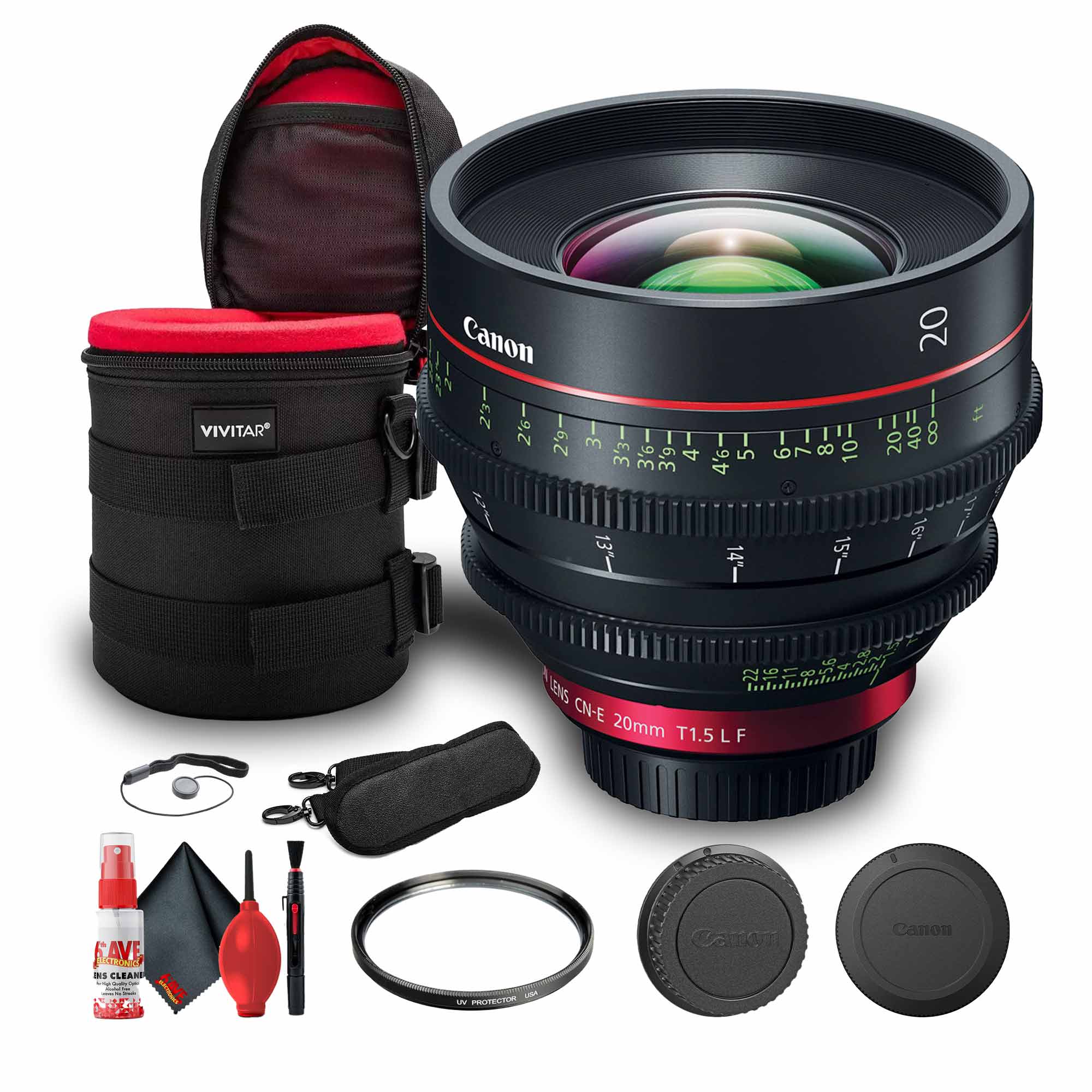 Canon CN-E 20mm T1.5 L F Cinema Lens EFMount 3174C002 + Padded Lens Case + More Bundle