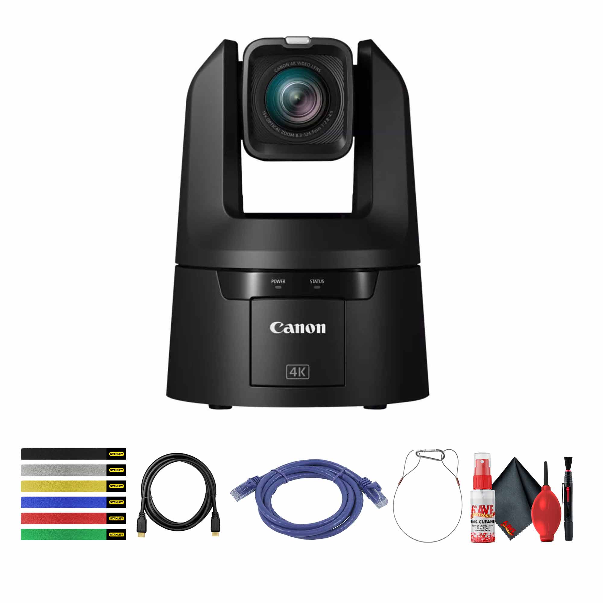Canon CR-N500 Professional 4K NDI PTZ Camera with 15x Zoom Satin Black + More Bundle
