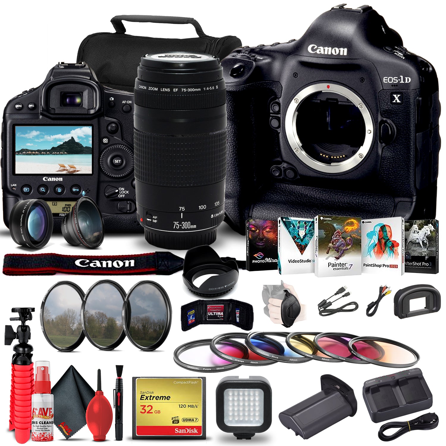 Canon EOS-1D X DSLR Camera Body 5253B002 + Canon Lens + More Bundle