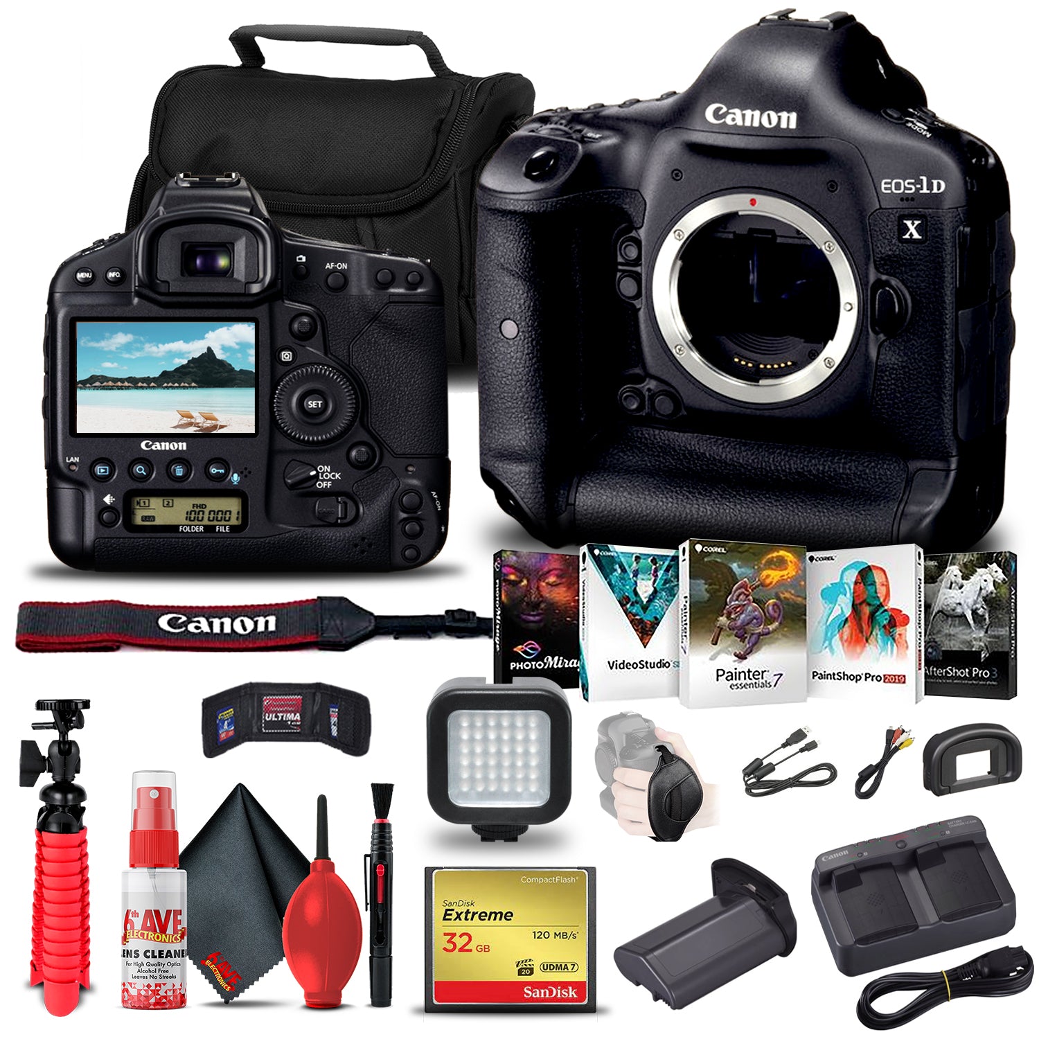 Canon EOS-1D X DSLR Camera Body Only + 32GB Card Graphic Bundle