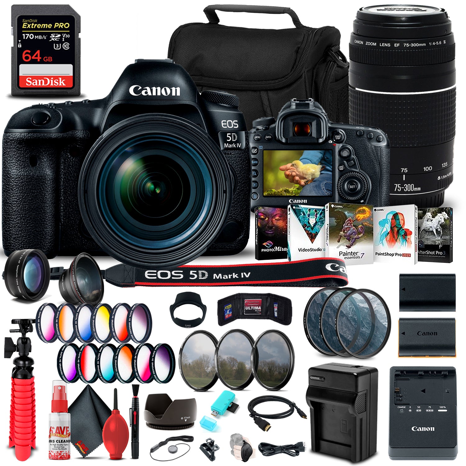 Canon EOS 5D Mark IV DSLR Camera with 24-70mm f/4L Lens (1483C018) Bundle