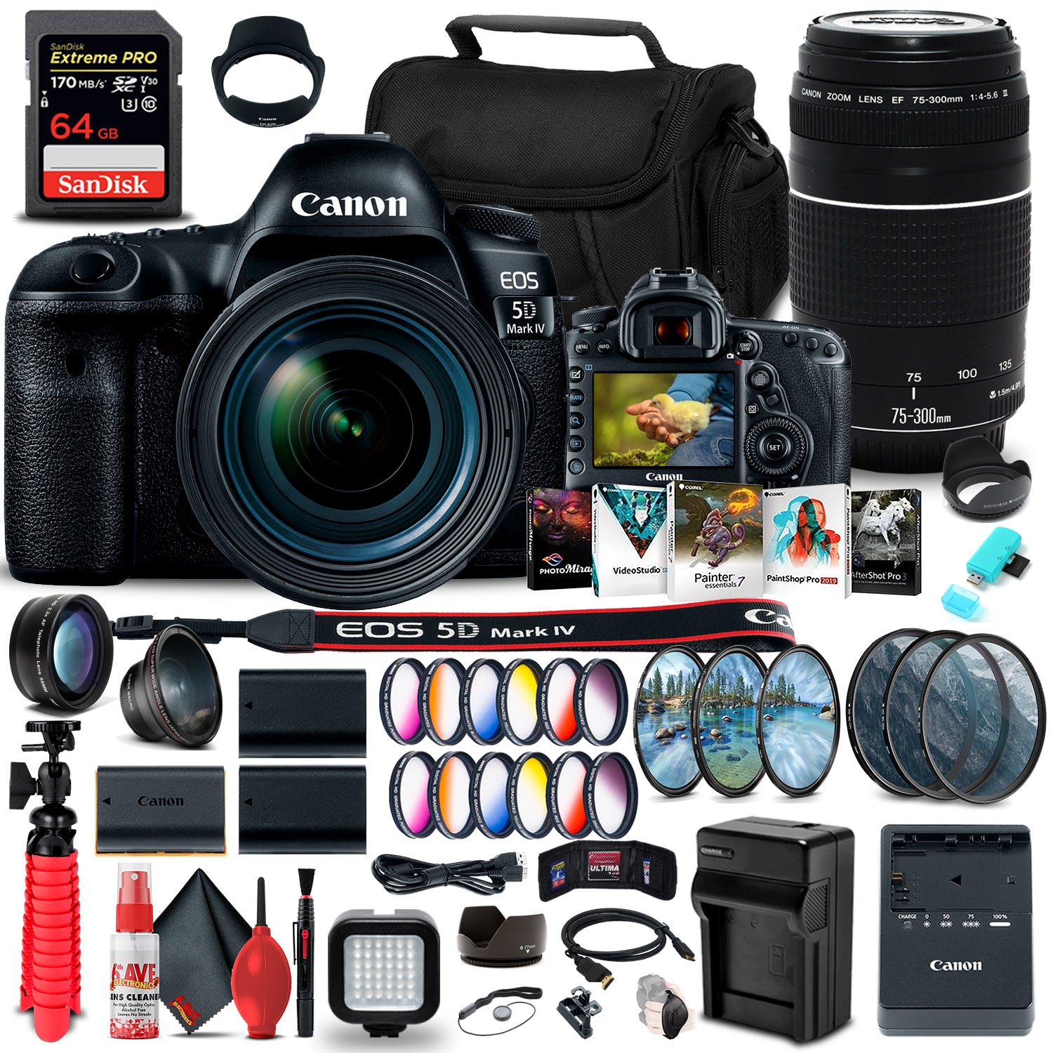 Canon EOS 5D Mark IV DSLR Camera with 24-70mm f/4L Lens (1483C018)  Ultimate Bundle
