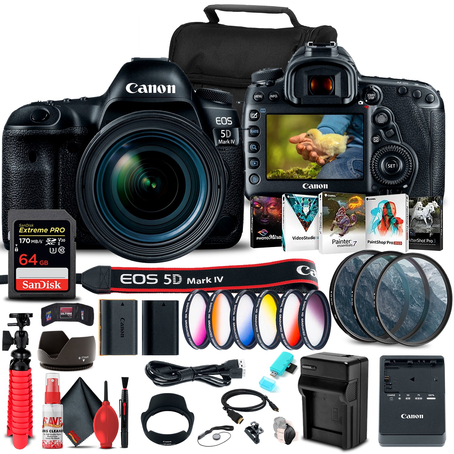 Canon EOS 5D Mark IV DSLR Camera with 24-70mm f/4L Lens (1483C018)  Starter Bundle