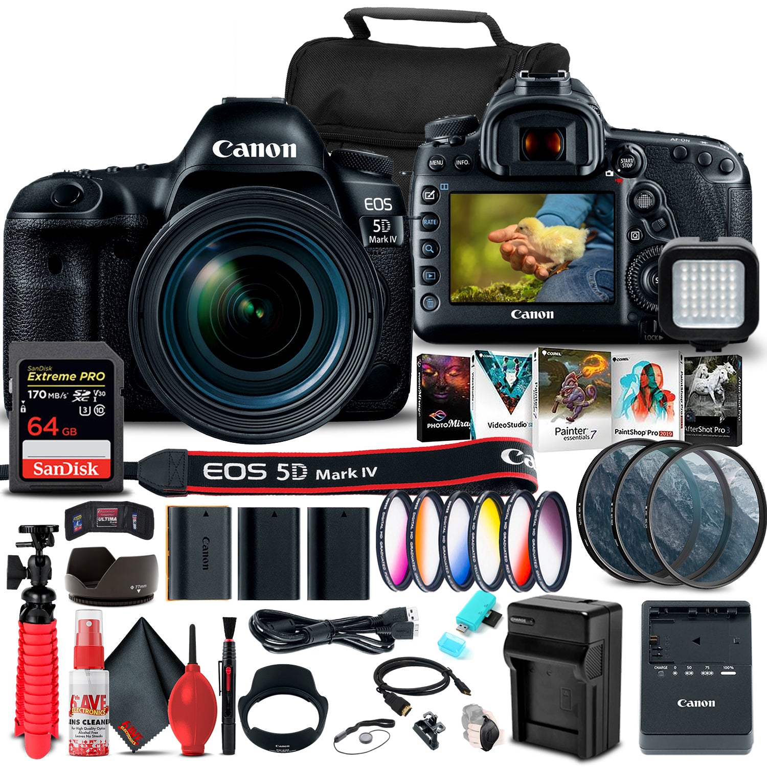 Canon EOS 5D Mark IV DSLR Camera with 24-70mm f/4L Lens (1483C018)  Pro Bundle