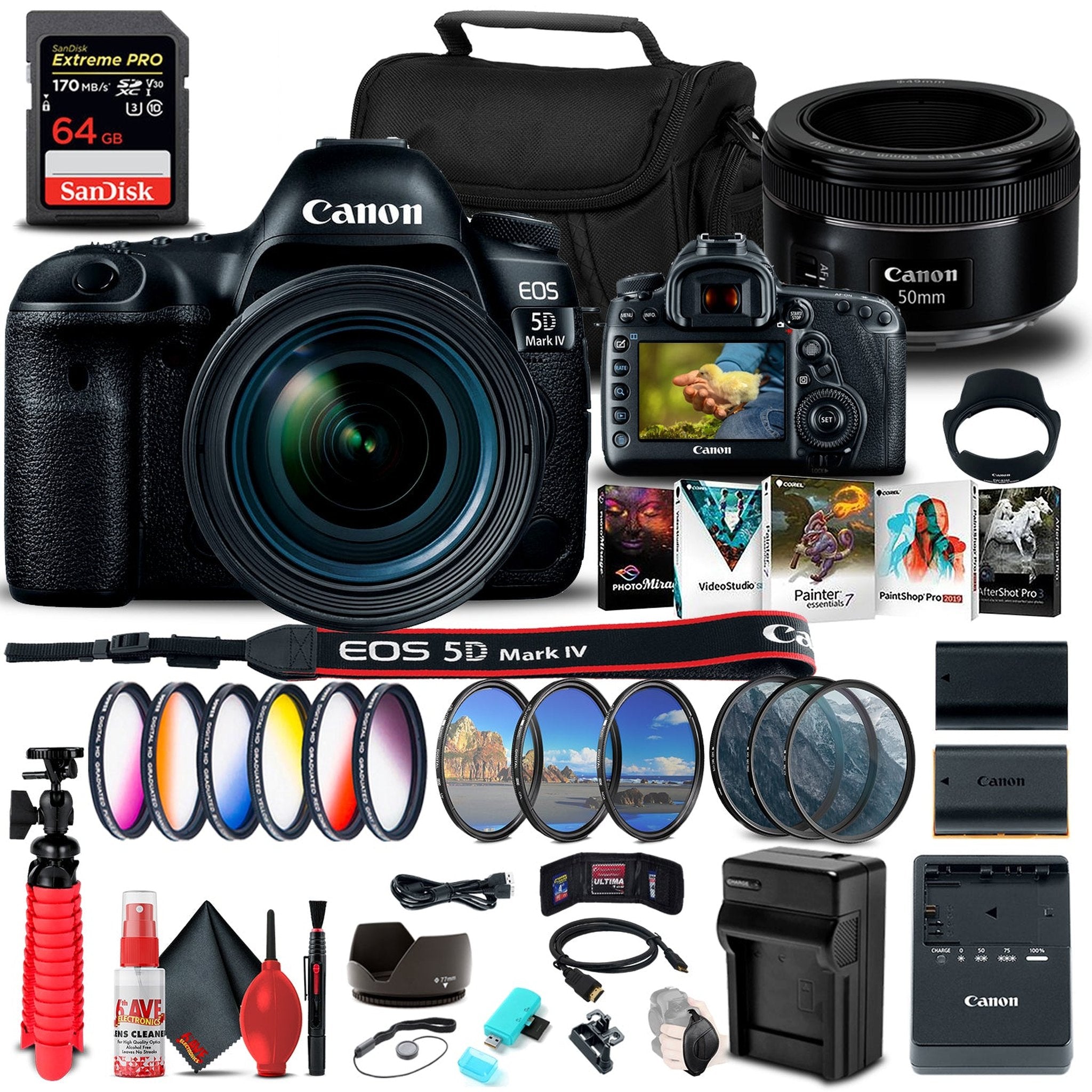 Canon EOS 5D Mark IV DSLR Camera with 24-70mm f/4L Lens 1483C018 Bundle - Reconditioned Canon
