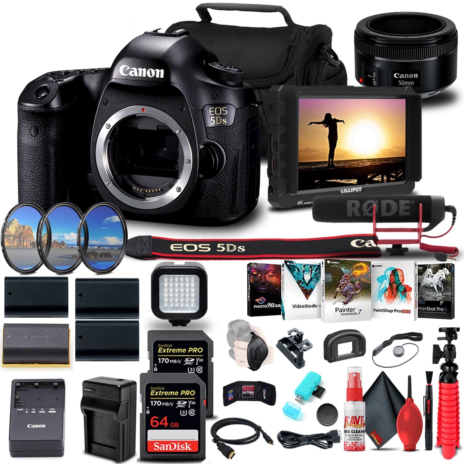 Canon EOS 5DS DSLR Camera (Body Only) + 4K Monitor + Canon Lens + More Bundle