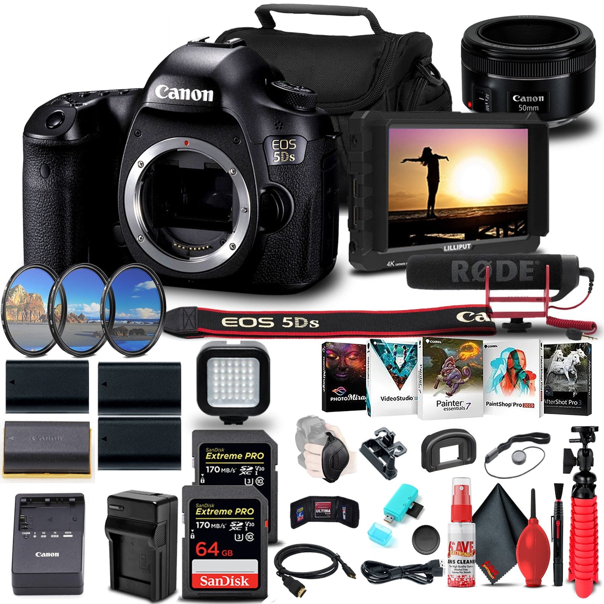 Canon EOS 5DS DSLR Camera Body Only + 4K Monitor + Canon Lens + More Bundle - Reconditioned Canon