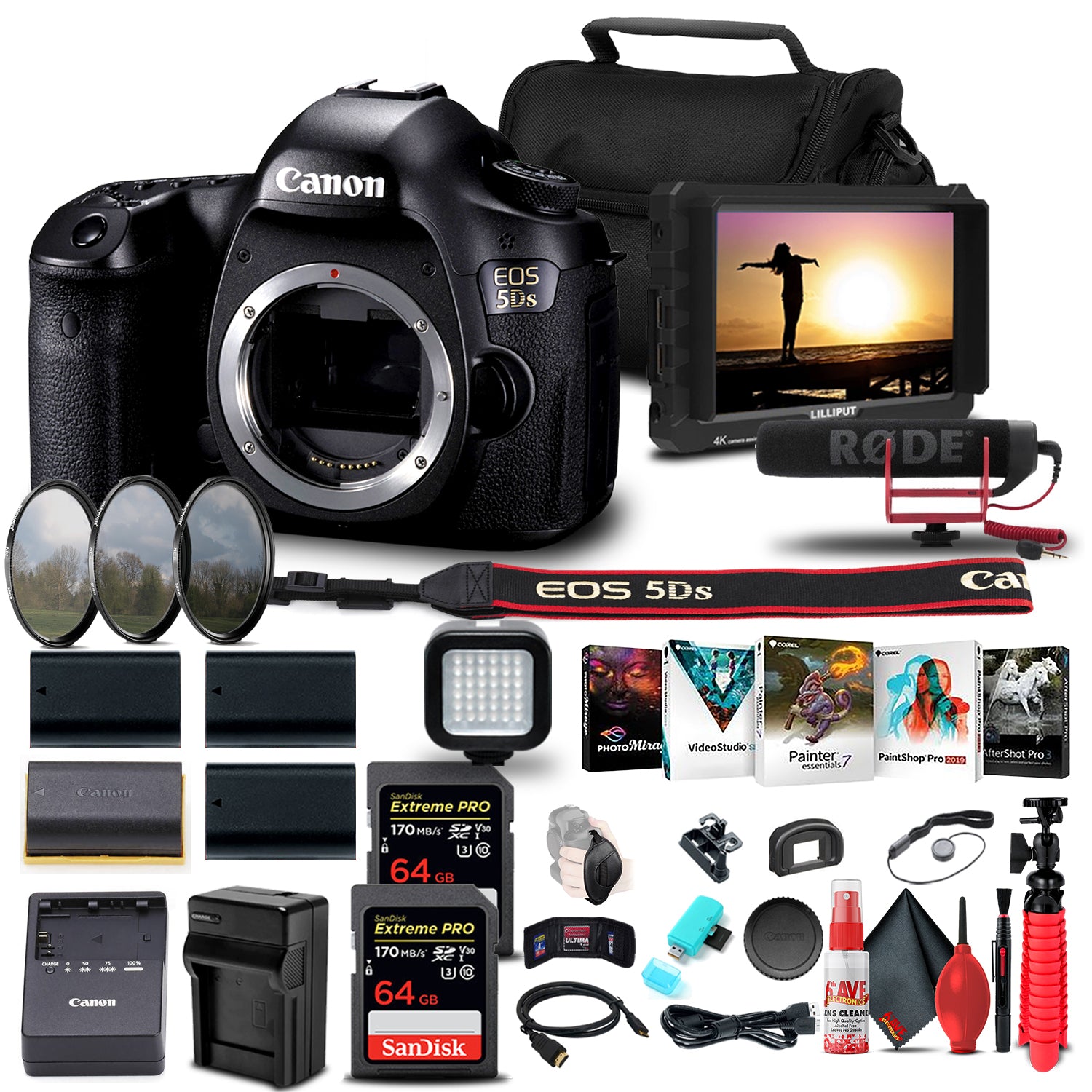 Canon EOS 5DS DSLR Camera (Body Only) + 4K Monitor + Pro Mic + More Bundle