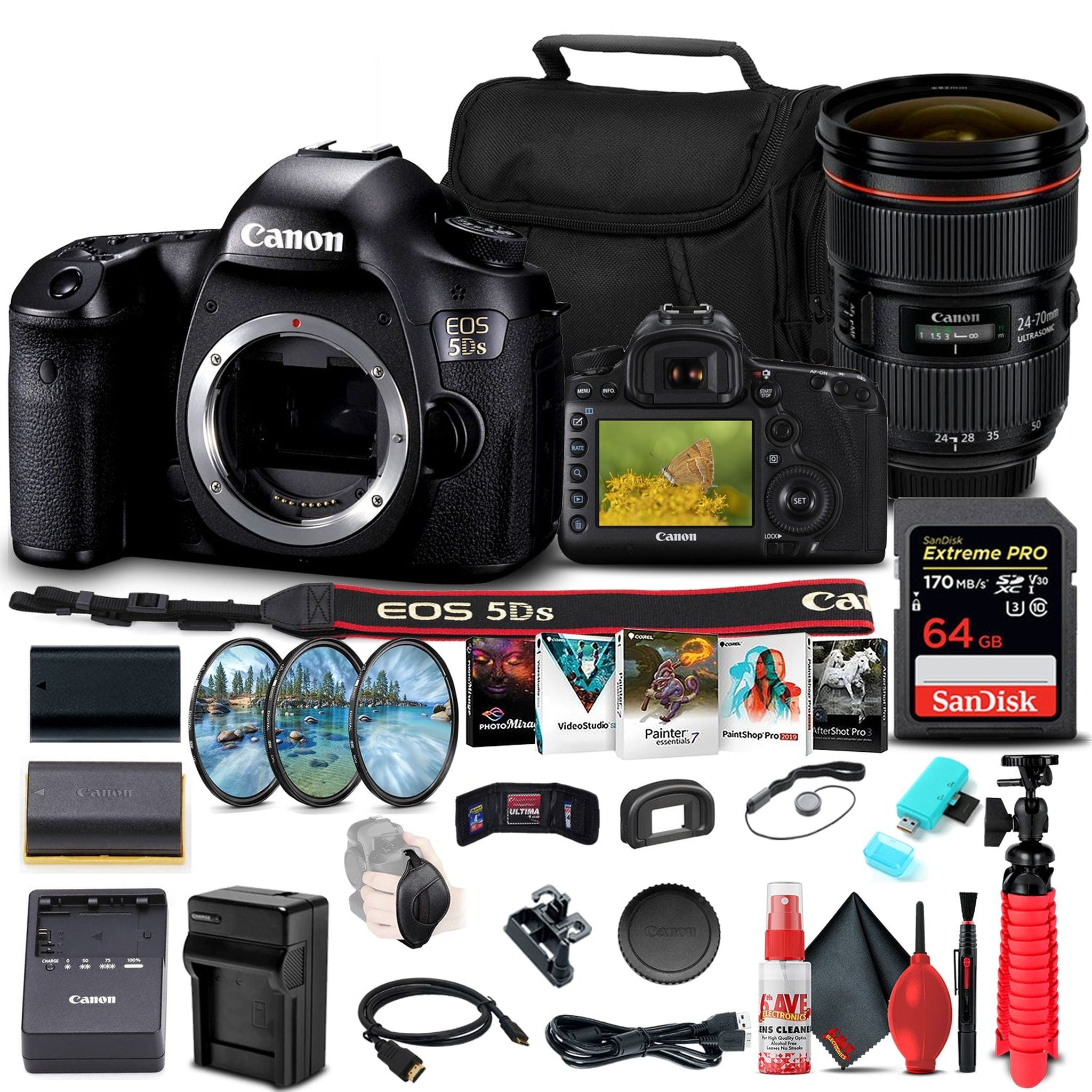 Canon EOS 5DS DSLR Camera Body Only 0581C002 + Canon Lens + More Bundle - Reconditioned Canon