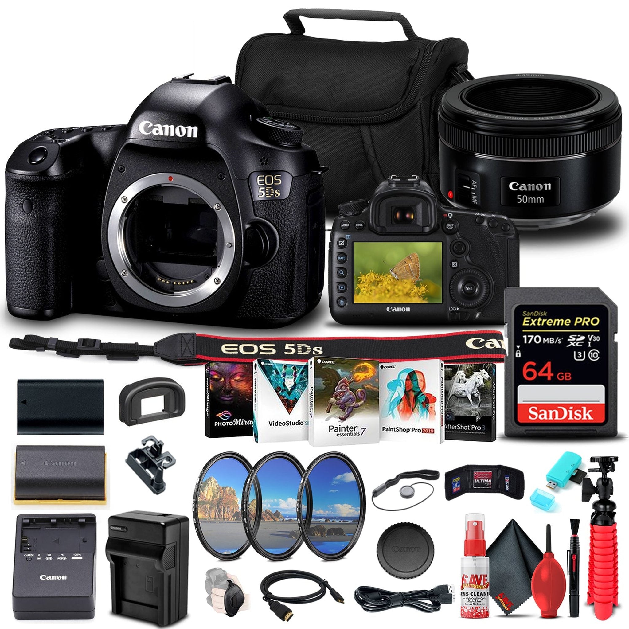 Canon EOS 5DS DSLR Camera Body Only 0581C002 + Canon Lens + More Bundle - Reconditioned Canon