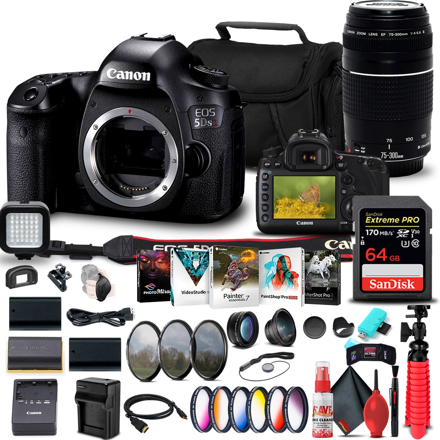 Canon EOS 5DS R DSLR Camera (Body) (0582C002) + Canon EF 75-300mm + More Bundle - Reconditioned