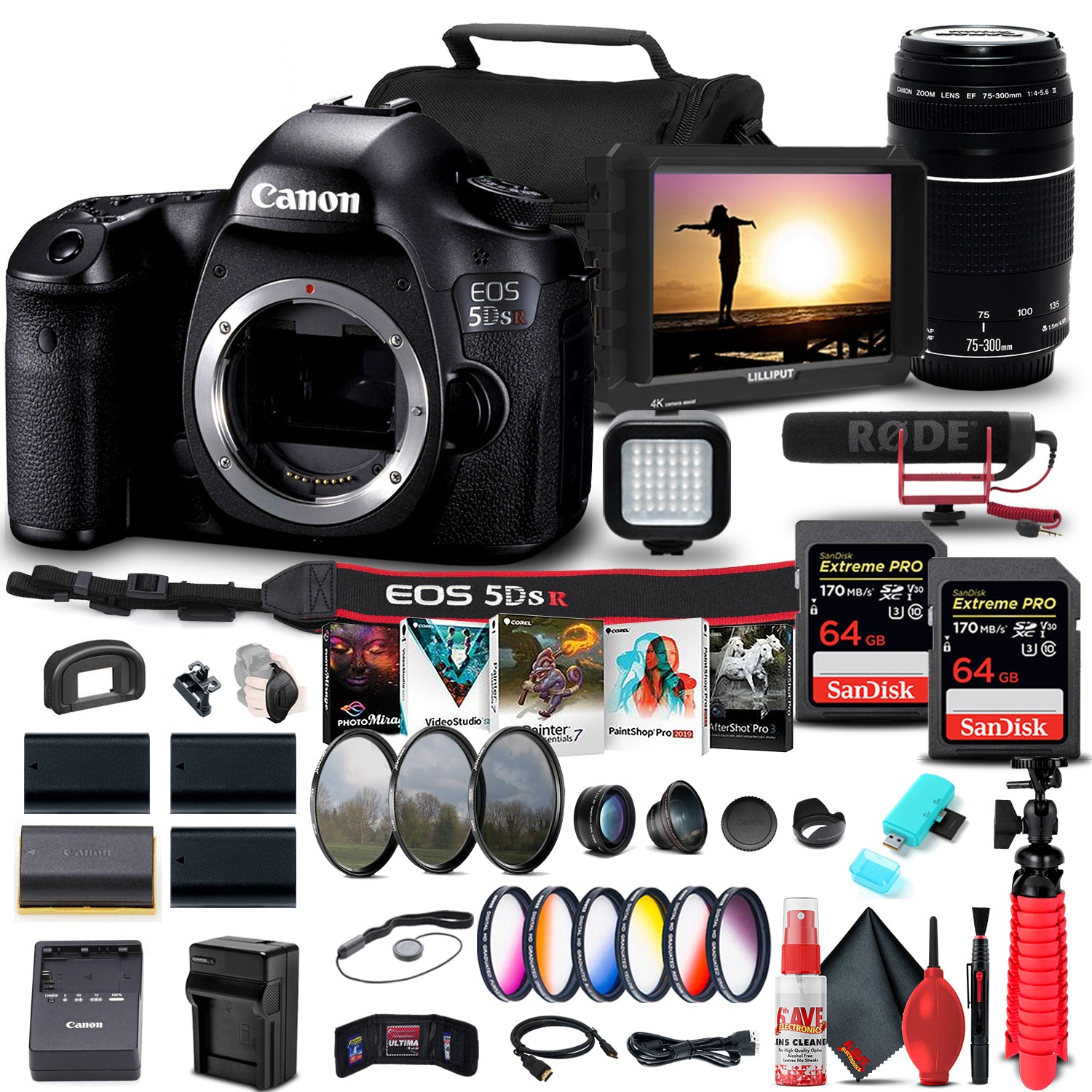 Canon EOS 5DS R DSLR Camera (Body) (0582C002) + Canon EF 75-300mm + More Bundle - Reconditioned