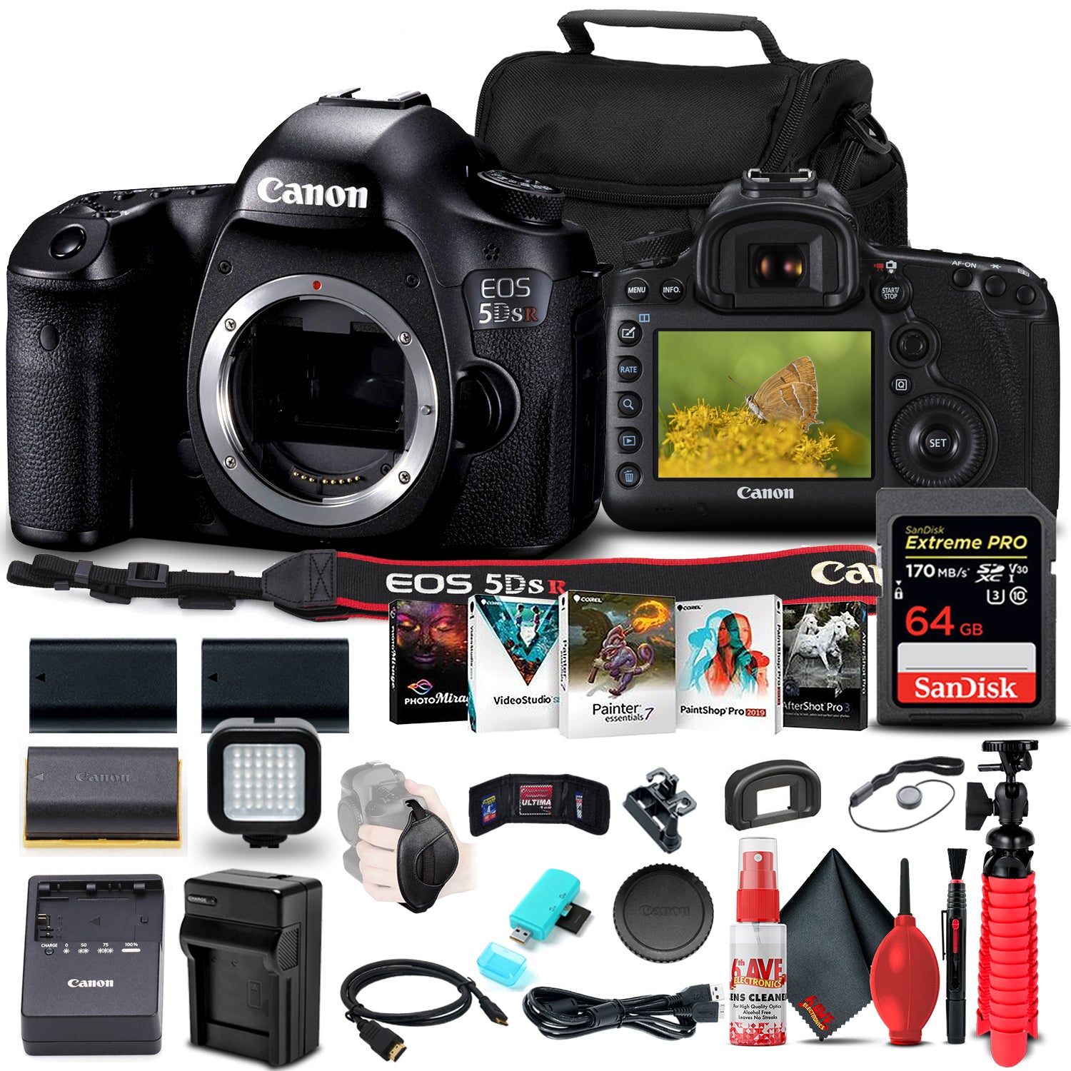 Canon EOS 5DS R DSLR Camera (Body Only) (0582C002) + 64GB Card + More Bundle - Reconditioned