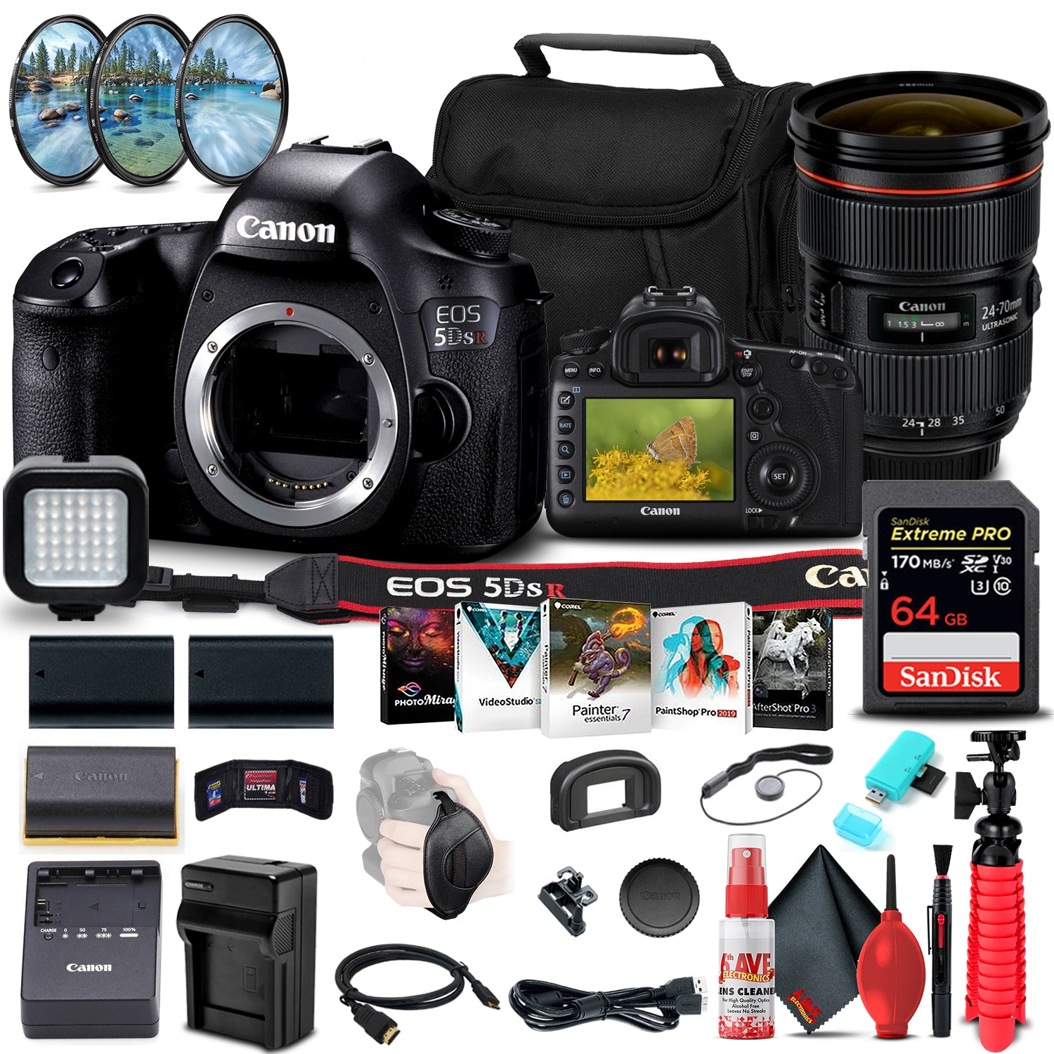 Canon EOS 5DS R DSLR Camera (Body Only) (0582C002) + Canon Lens + More Bundle - Reconditioned