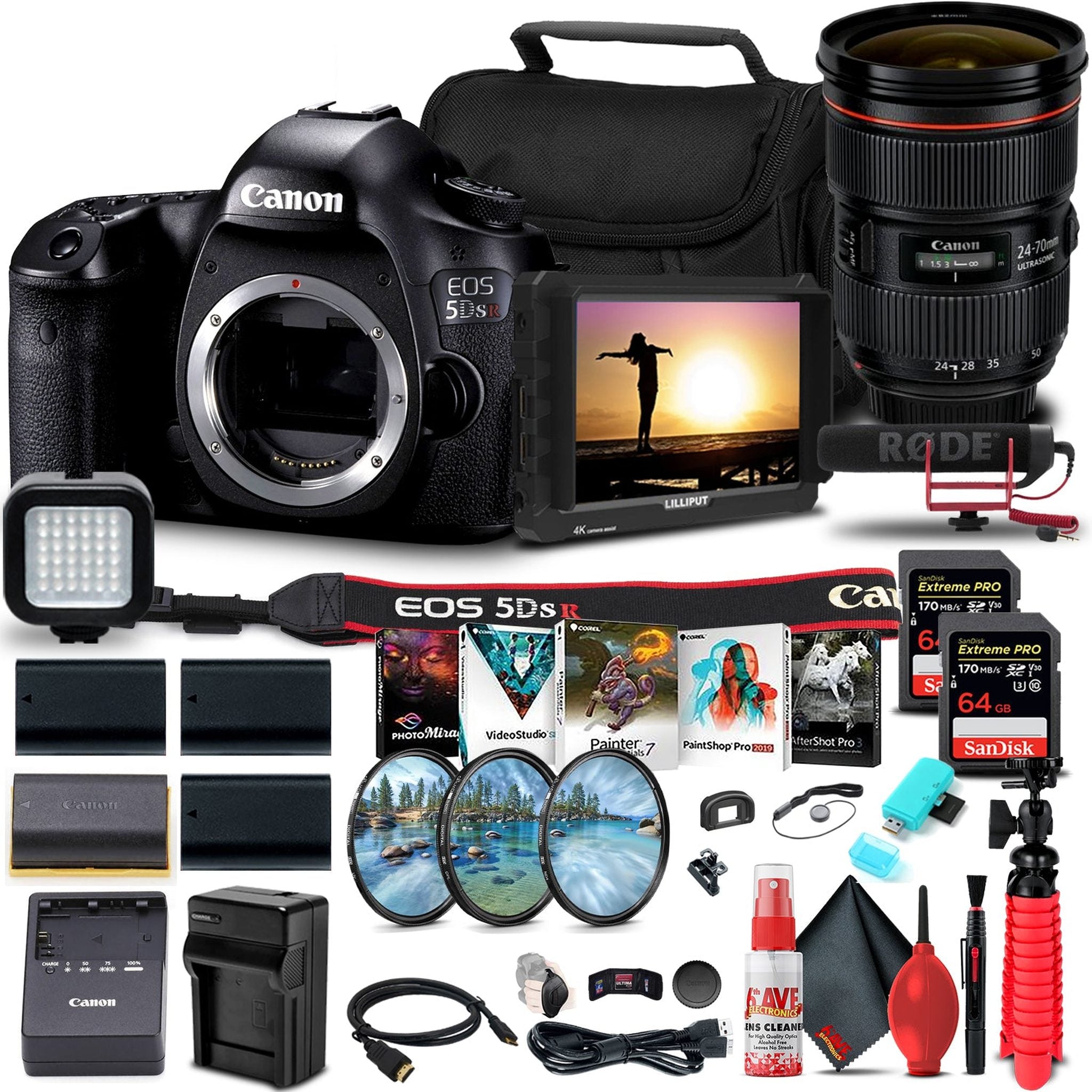 Canon EOS 5DS R DSLR Camera (Body Only) (0582C002) + Canon Lens + More Bundle - Reconditioned