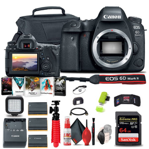 Canon EOS 6D Mark II DSLR Camera 1897C002 + 64GB Memory Card + More - Reconditioned Canon