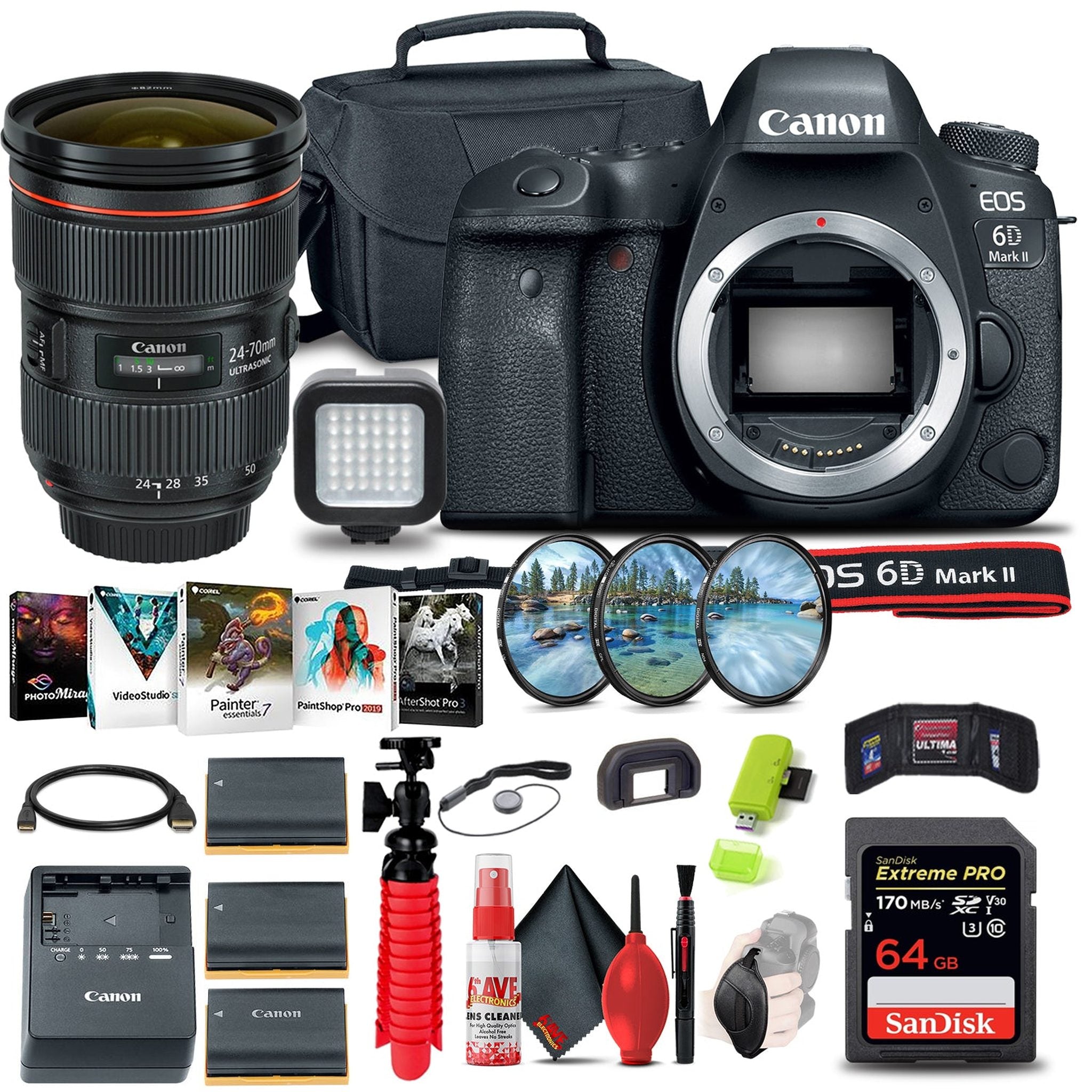 Canon EOS 6D Mark II DSLR Camera Body Only 1897C002 + Canon EF 24-70mm Lens - Reconditioned Canon