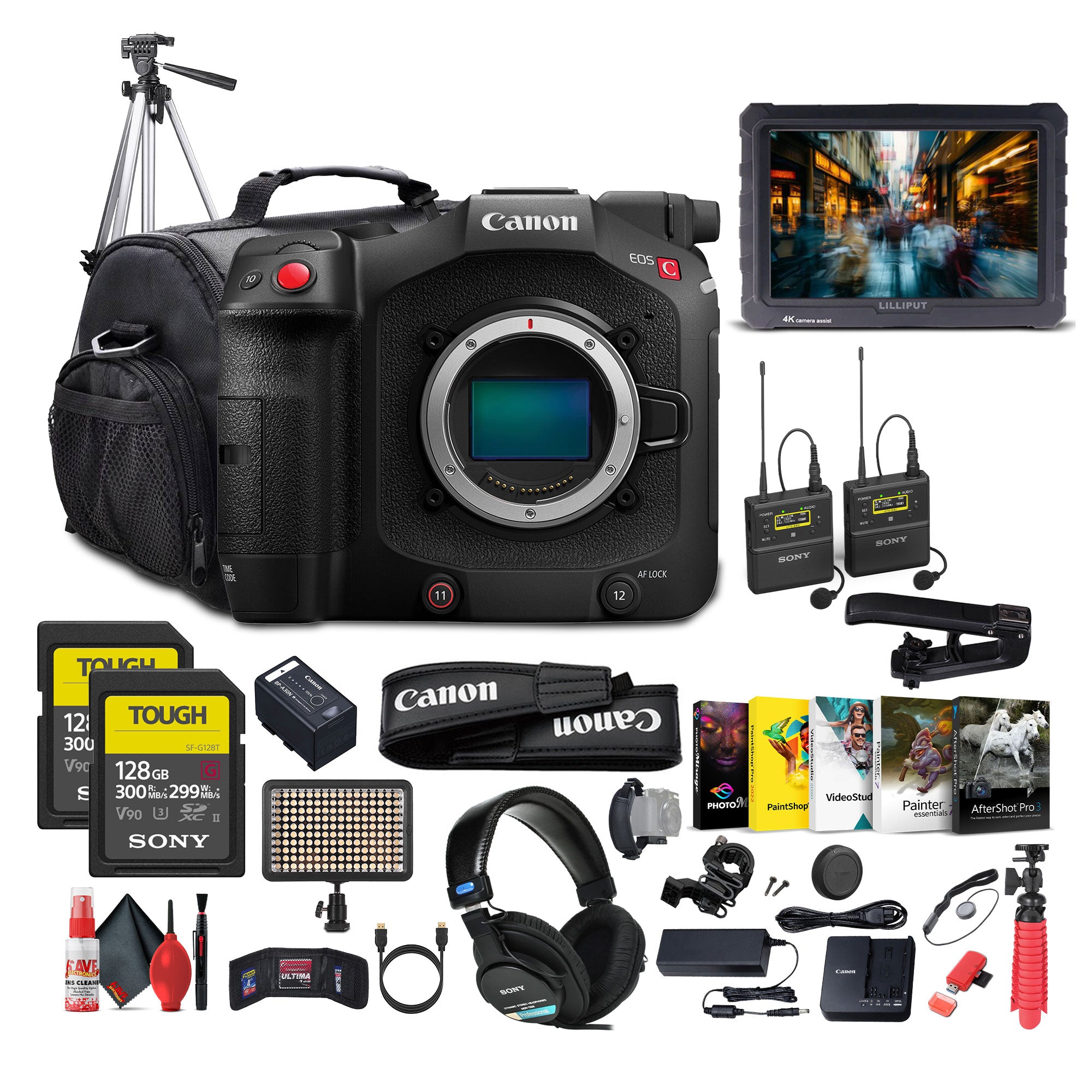 Canon EOS C80 6K Full-Frame Cinema Camera (Canon RF) + Mic System + Monitor + More