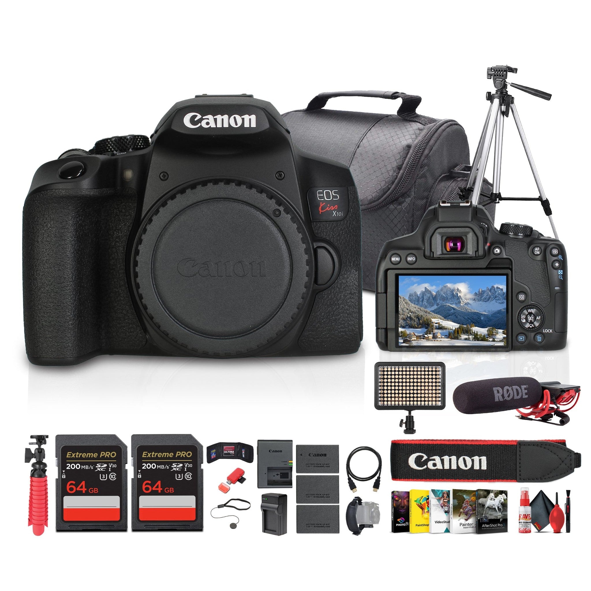 Canon EOS Kiss X10i / Rebel T8i DSLR Camera Body Only with Accessories Bundle Canon