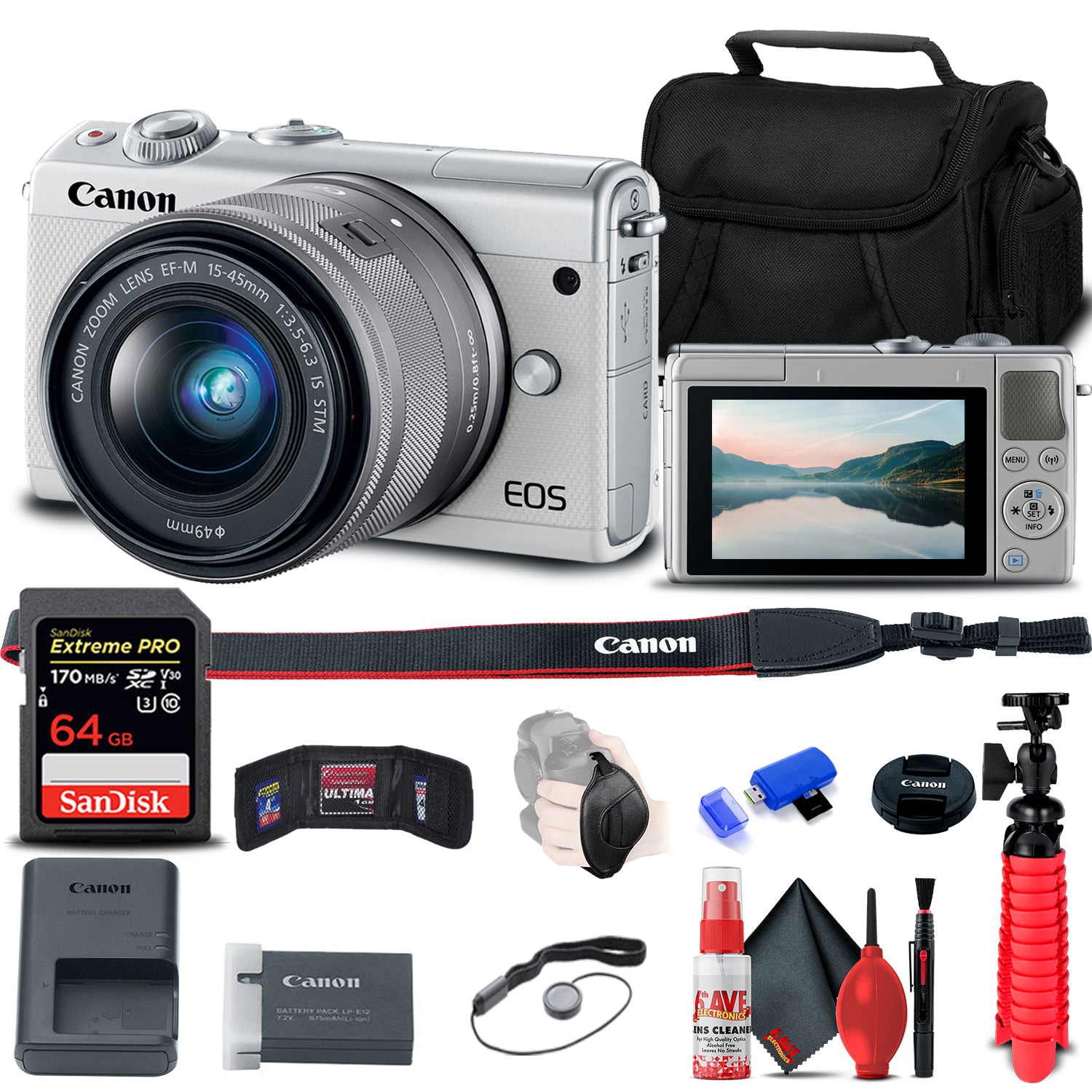 Canon EOS M100 Mirrorless Digital Camera with 15-45mm Lens Bundle