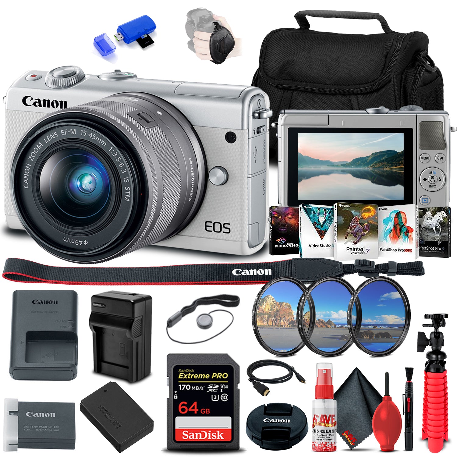Canon EOS M100 Mirrorless Digital Camera with 15-45mm Lens Bundle
