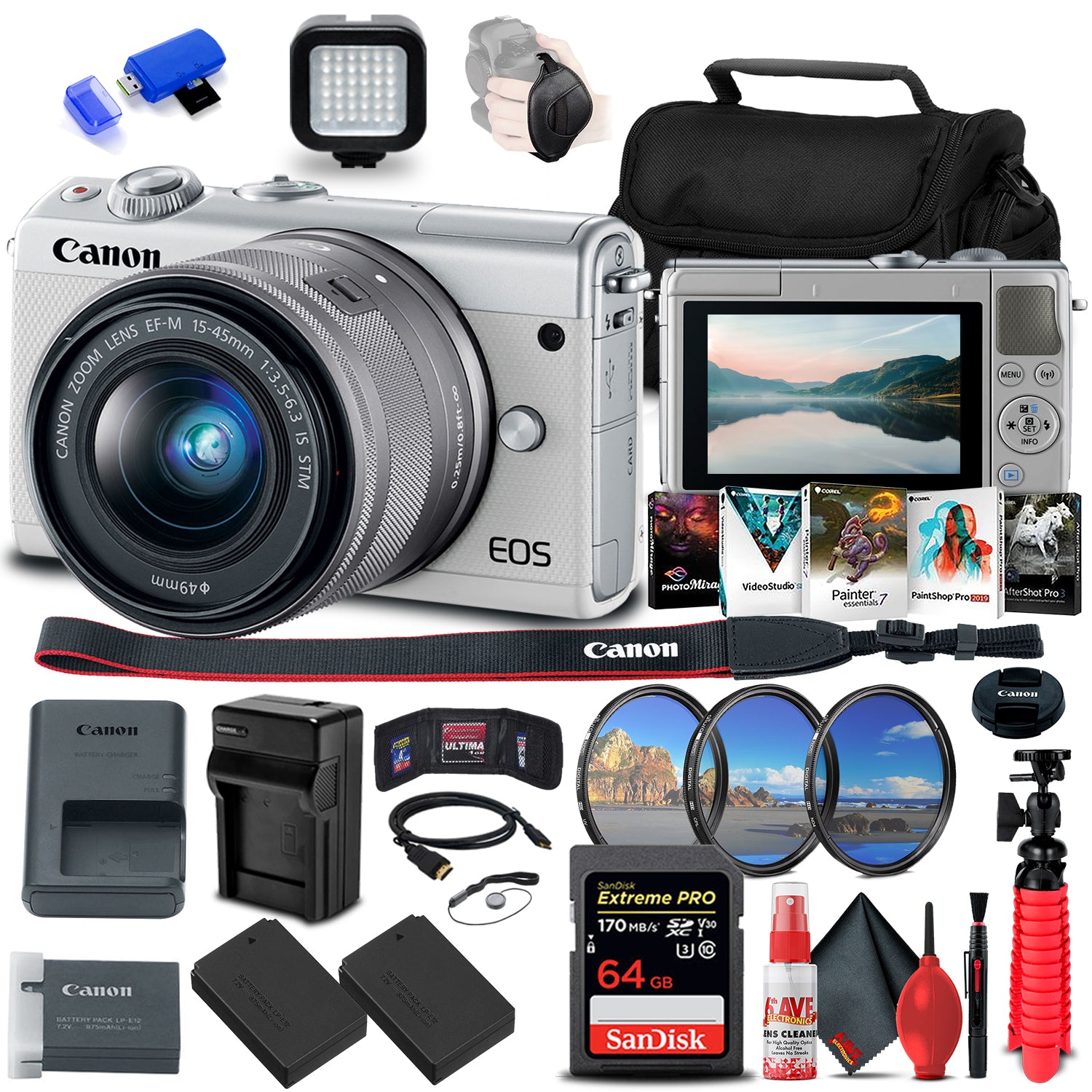 Canon EOS M100 Mirrorless Digital Camera with 15-45mm Lens Bundle