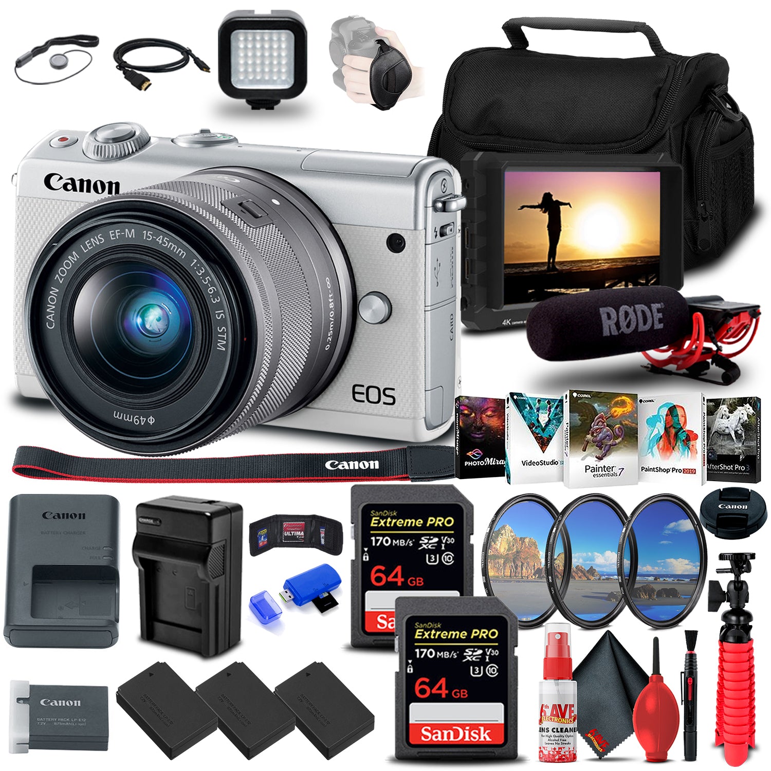 Canon EOS M100 Mirrorless Digital Camera with 15-45mm Lens Bundle