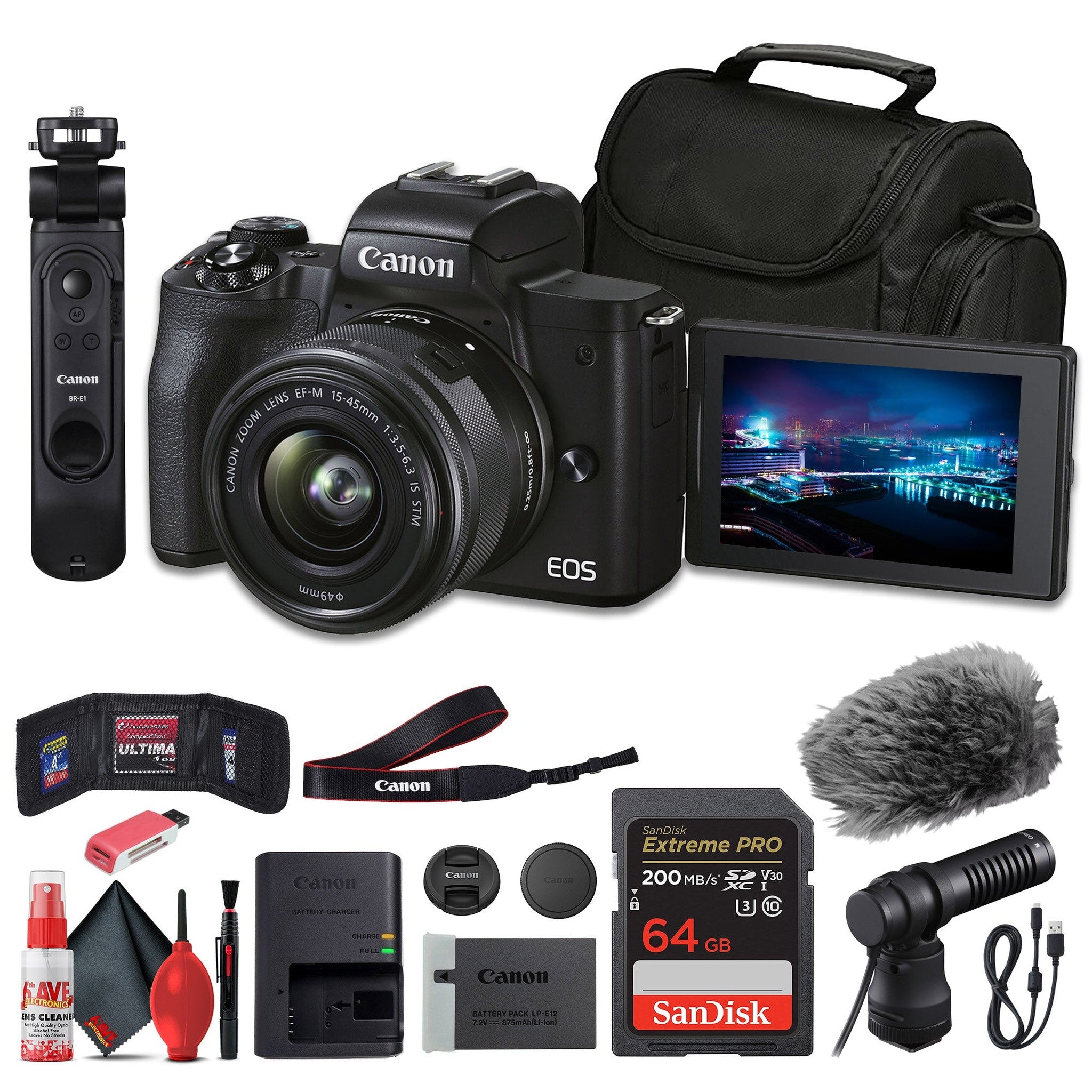 Canon EOS M50 Mark II Mirrorless Camera with 15-45mm Lens Content Creator Kit