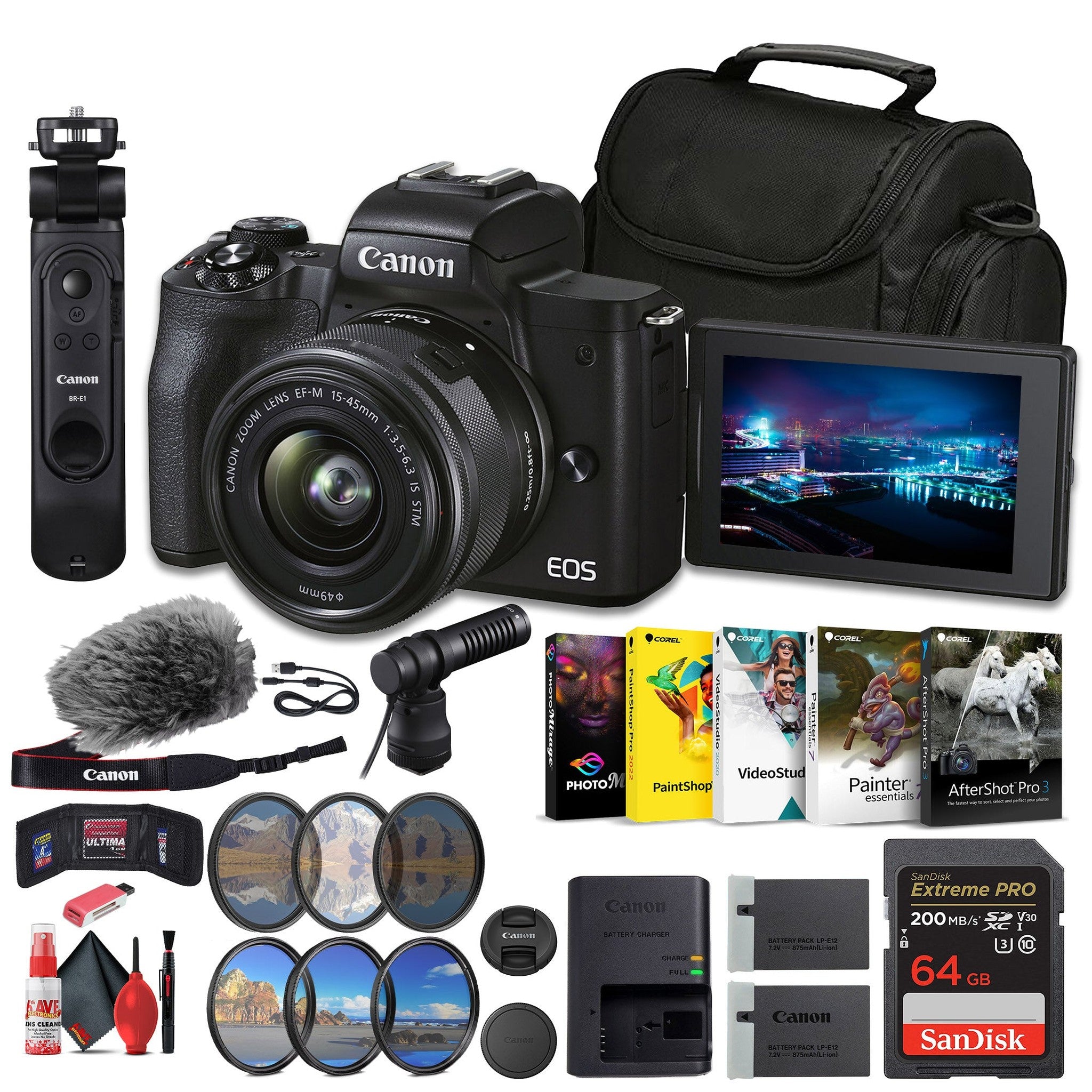 Canon EOS M50 Mark II Mirrorless Camera with 15-45mm Lens Content Creator Kit