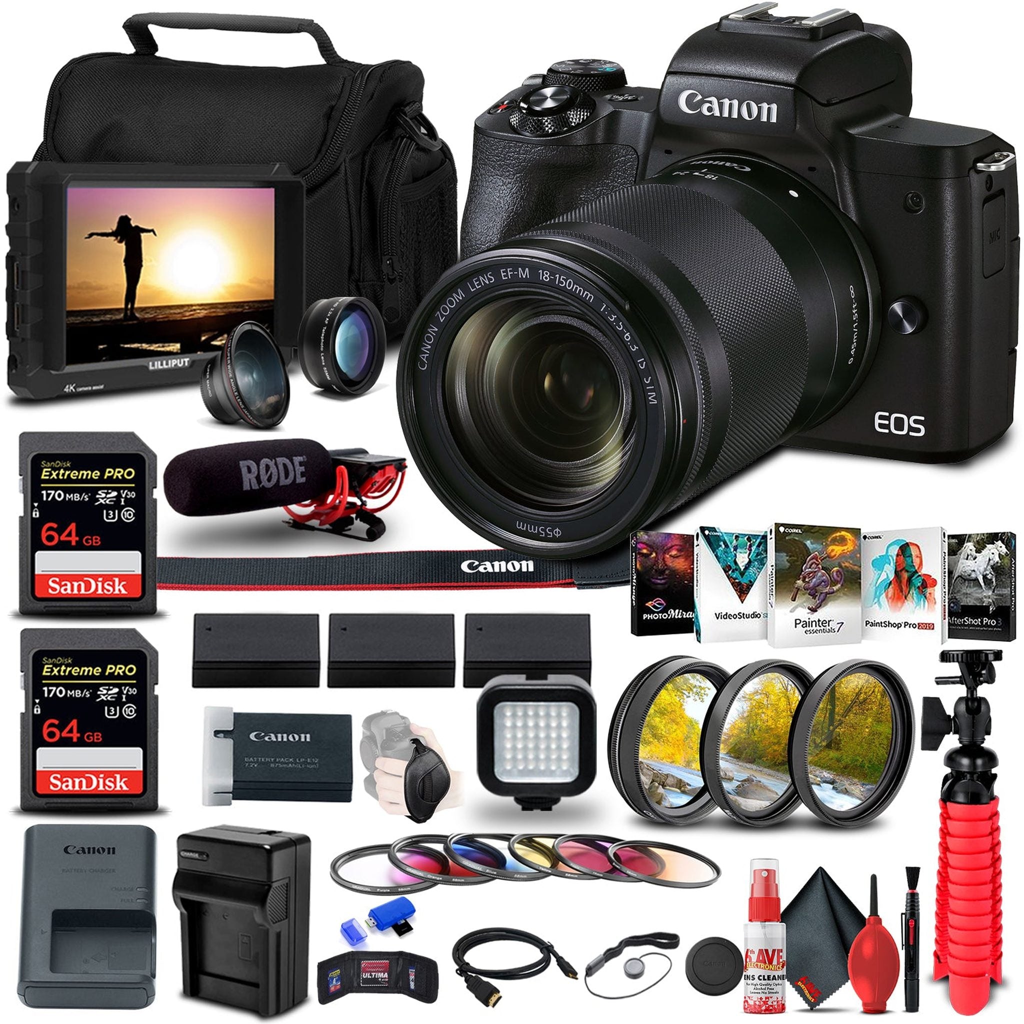 Canon EOS M50 Mark II Mirrorless Camera W/ EF-M 18-150mm Lens Outdoor Bundle