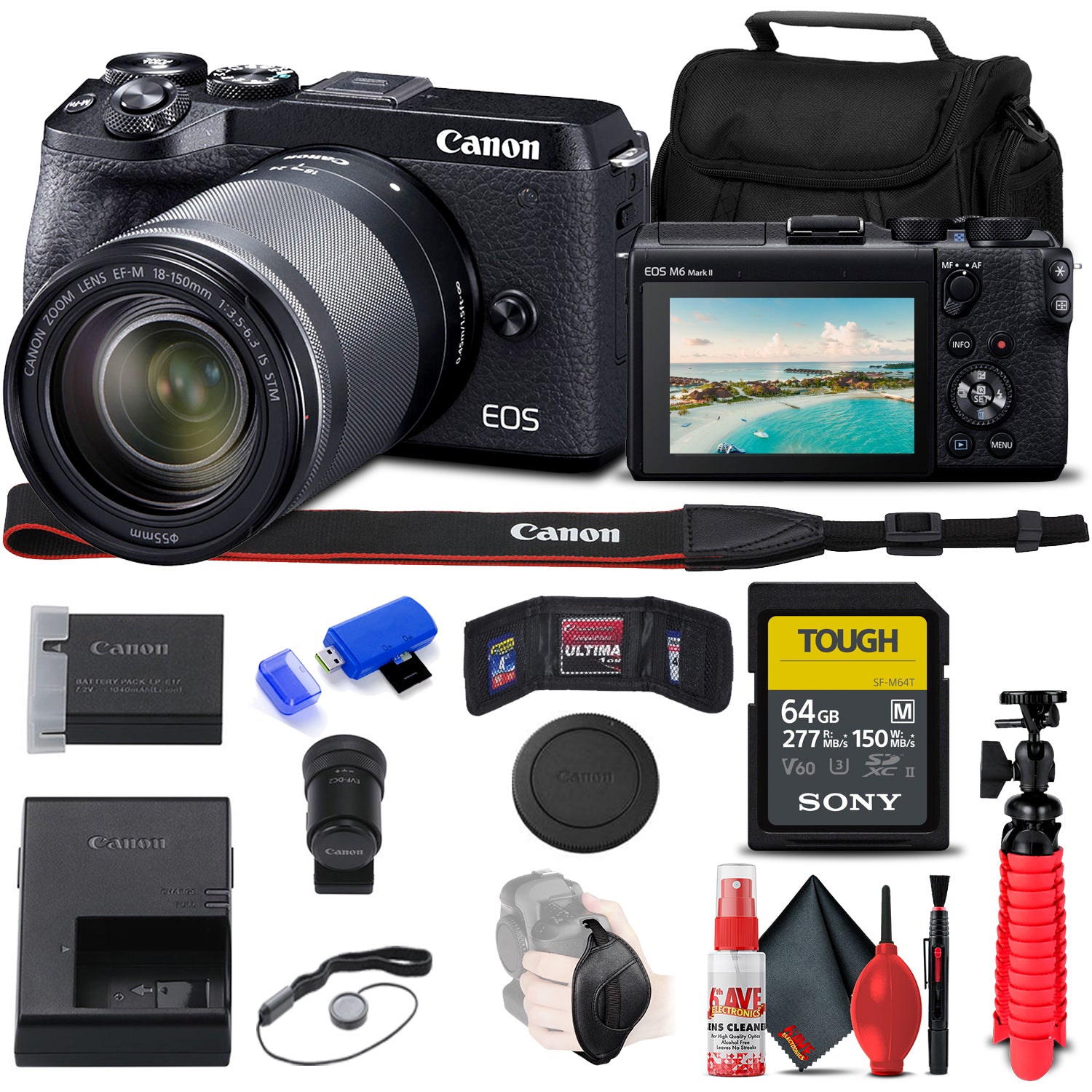 Canon EOS M6 Mark II Mirrorless Camera with 18-150mm Lens and EVF Bundle